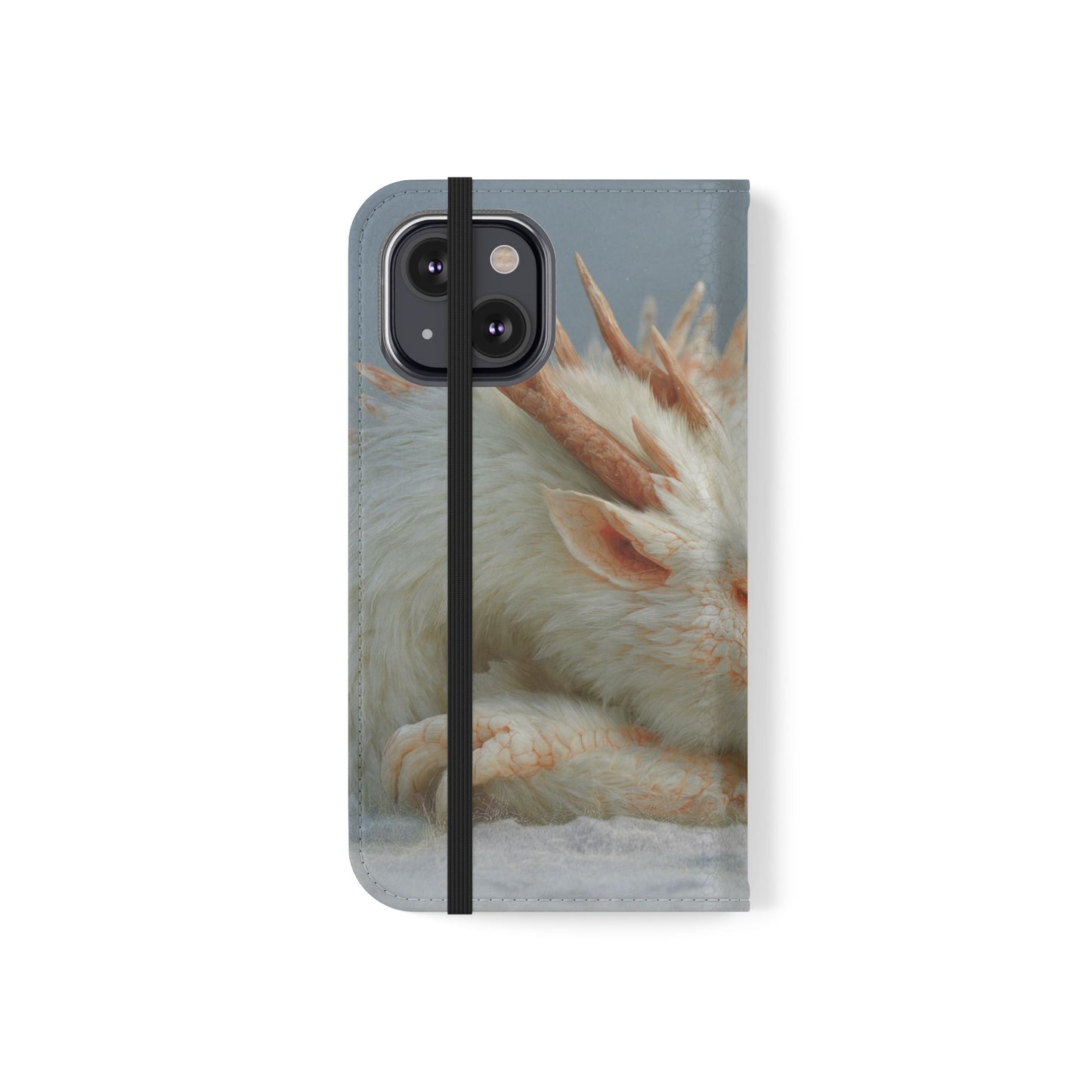 Sleeping Child and Dragon Flip Cases – Snowy Guardian Embrace