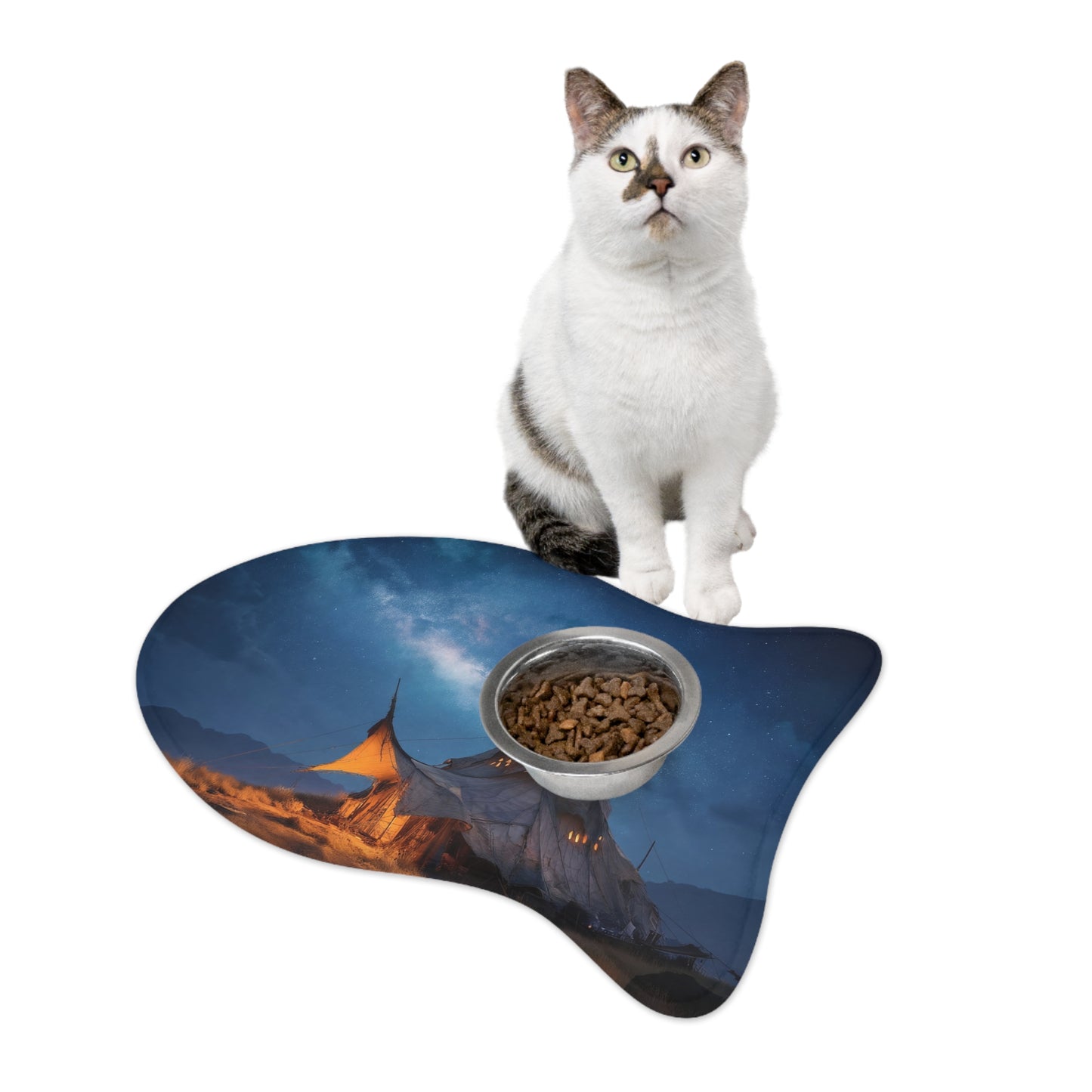 Starlit Nomad Tent Pet Feeding Mats – Milky Way Hearth Beneath the Sky