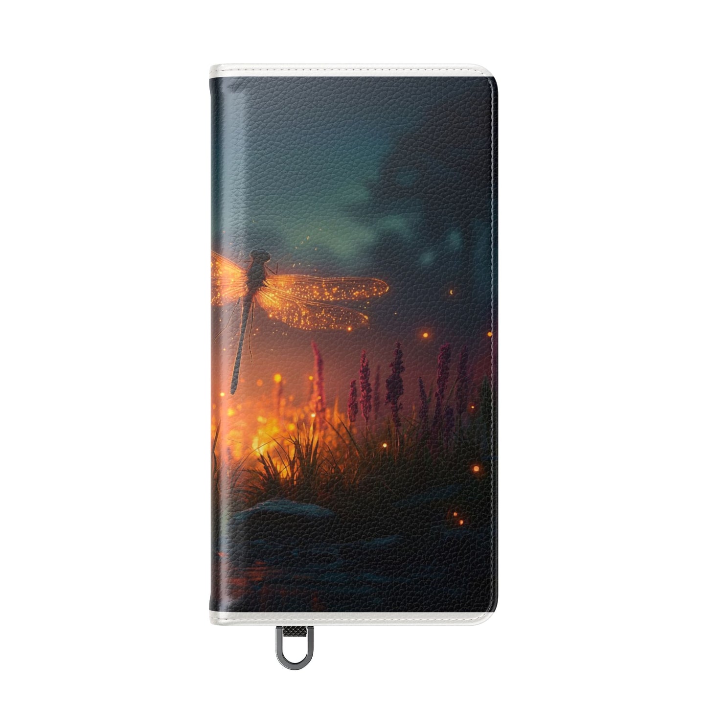 Bioluminescent Dragonfly Flip Cases – Glowing Amber Wings Over Twilight Marsh