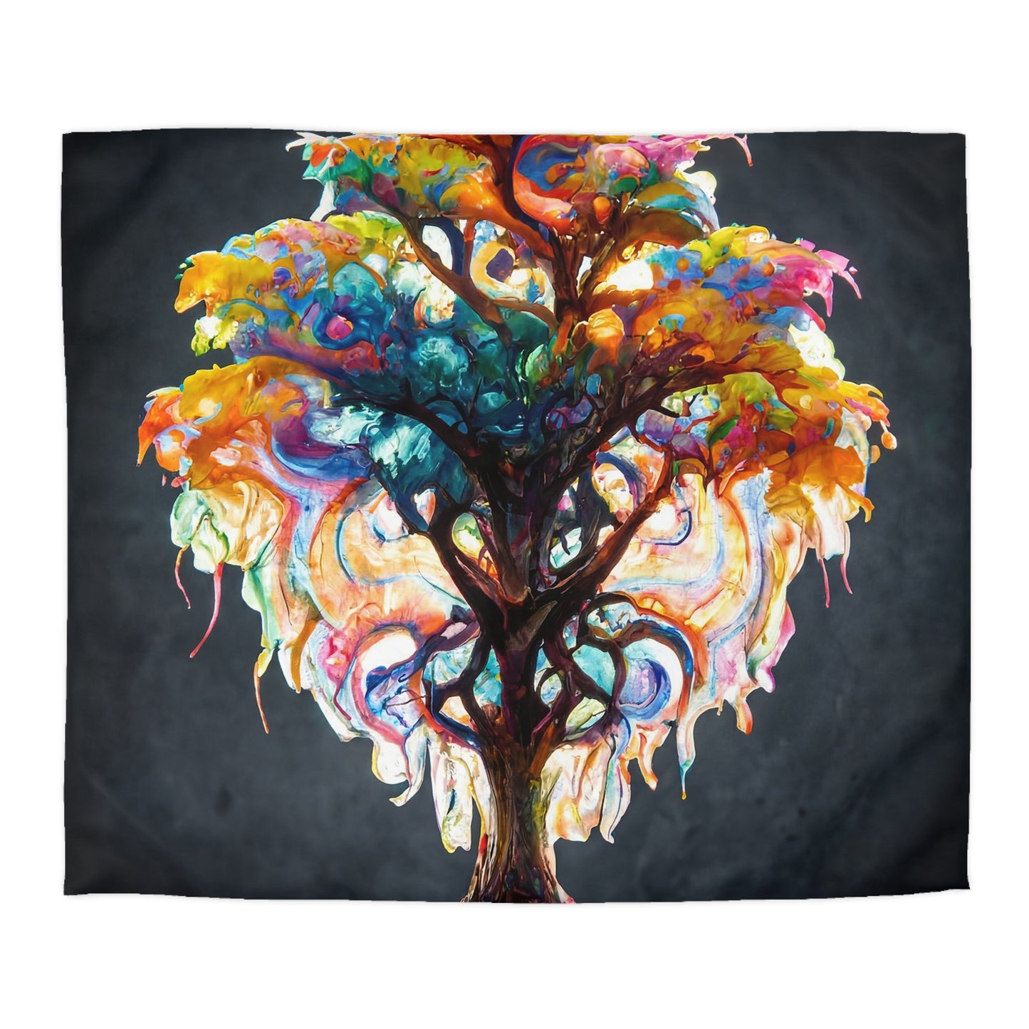 Chromatic Soul Tree Microfiber Duvet Cover – Where Color Blooms Like Light