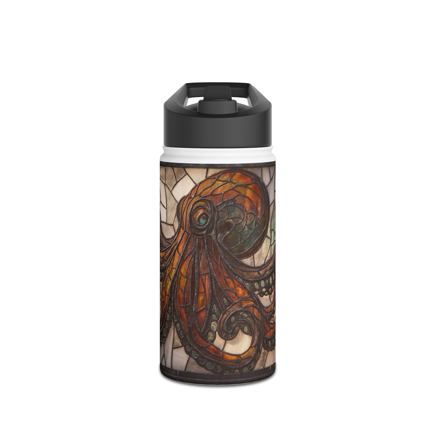 Stained Glass Octopus Water Bottle – Amber Abyss Guardian