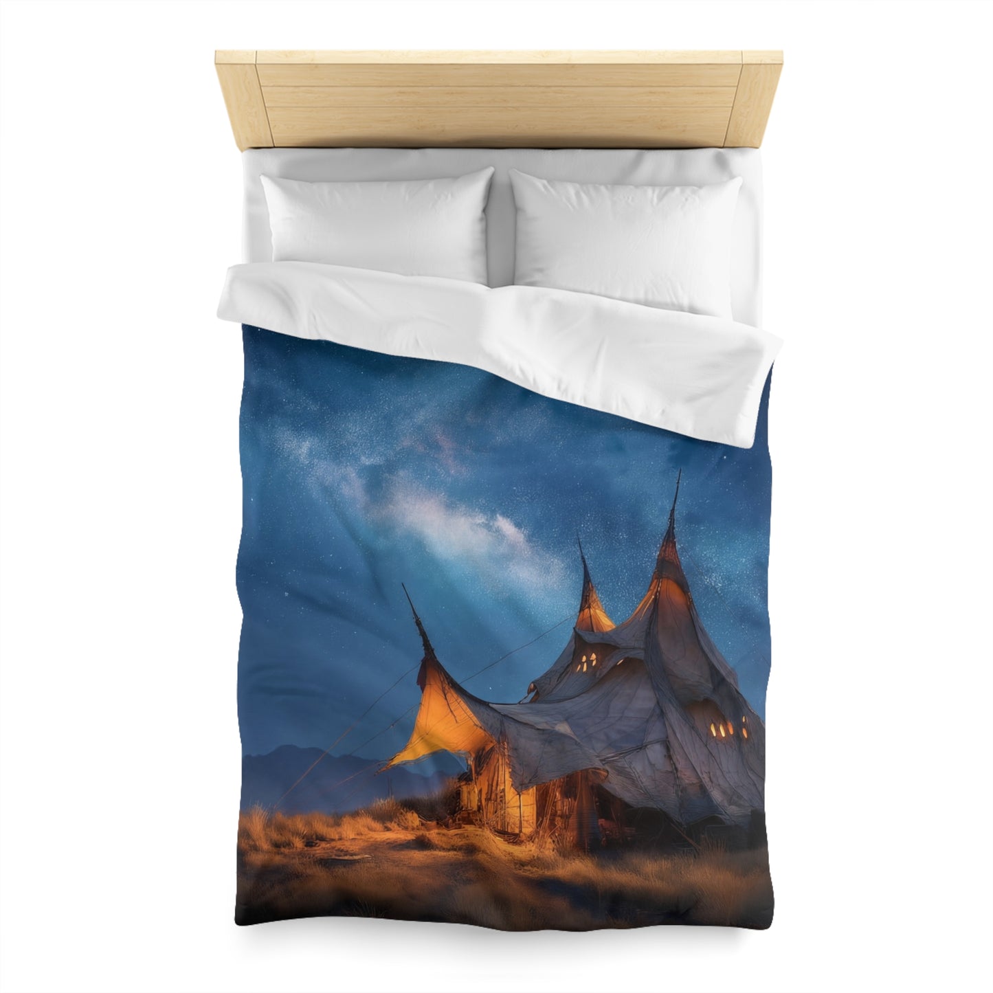 Starlit Nomad Tent Duvet Cover – Milky Way Sanctuary Under Open Skies