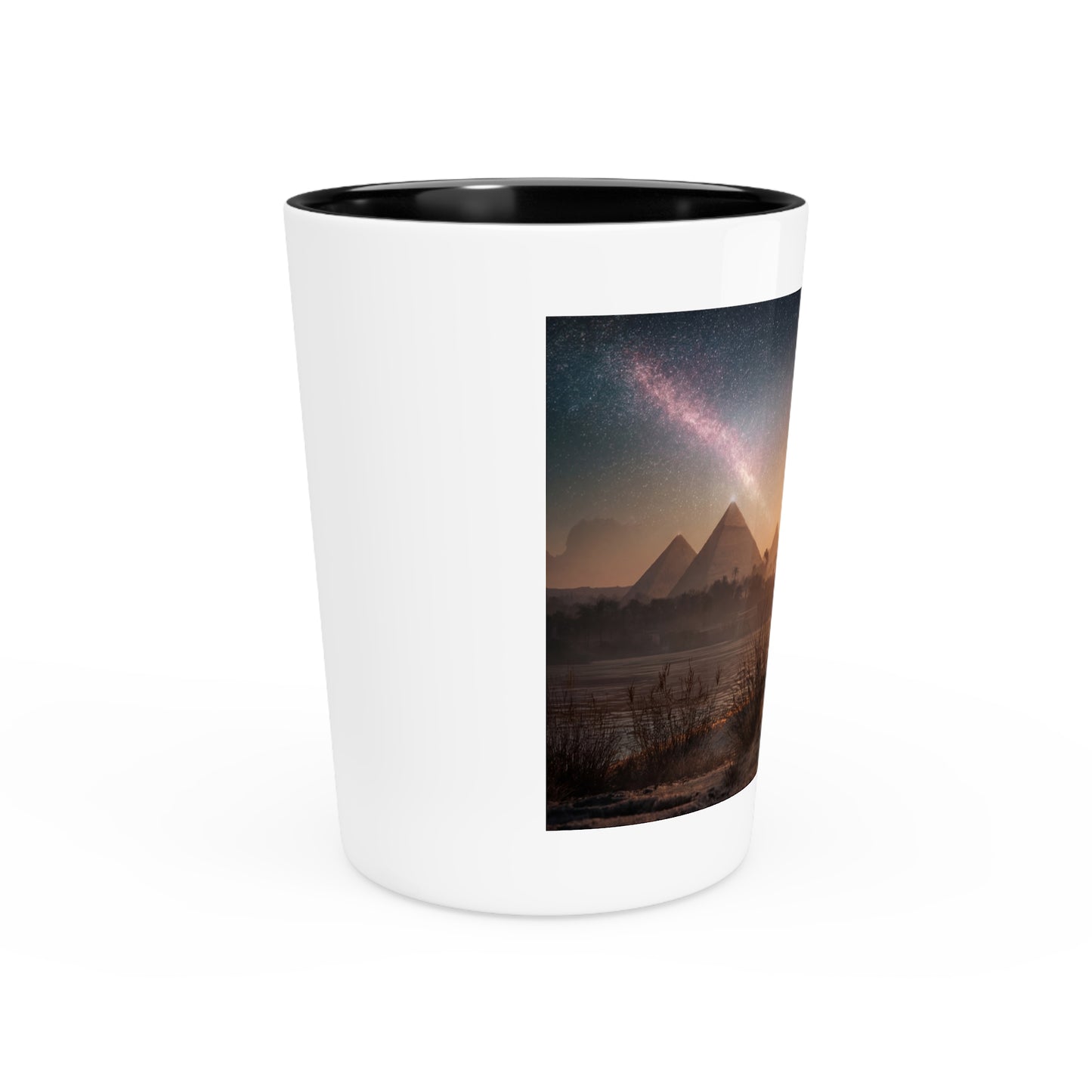 Twin Cats and Pyramids Shot Glass – Stargazing Nile Silhouette