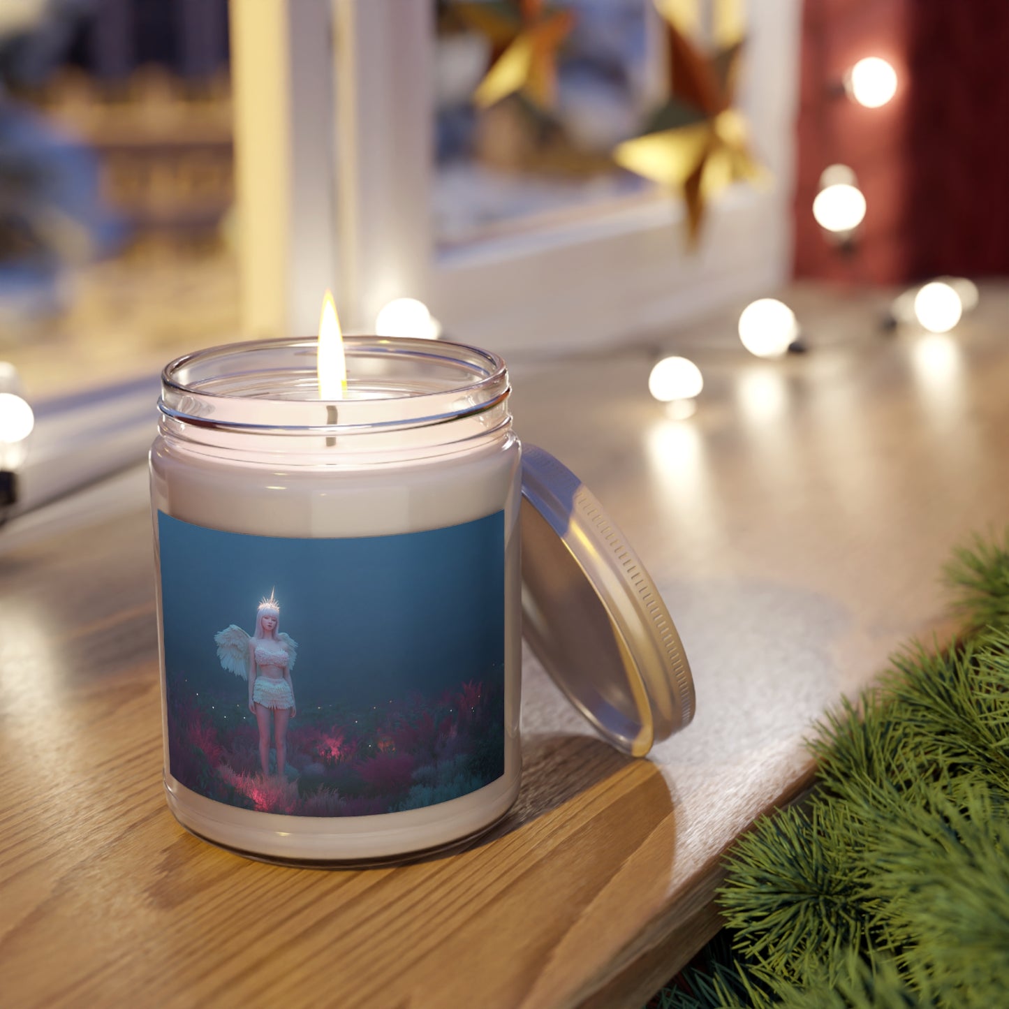 Celestial Guardian Scented Soy Candles with White Lid, 9oz – Twilight Garden Luminary