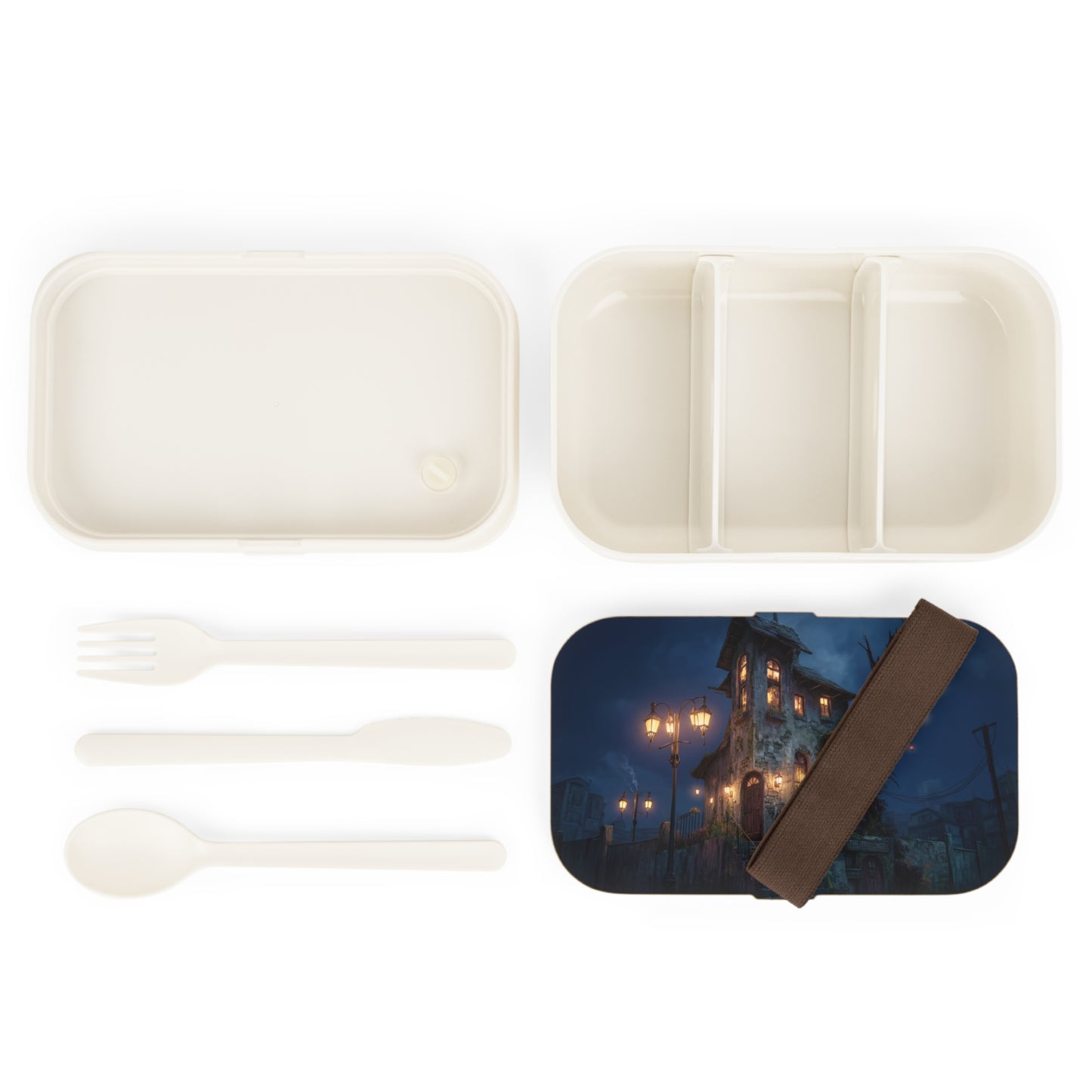 Whimsical Trollskull Cottage Bento Lunch Box – Warm Light in a Wistful Night