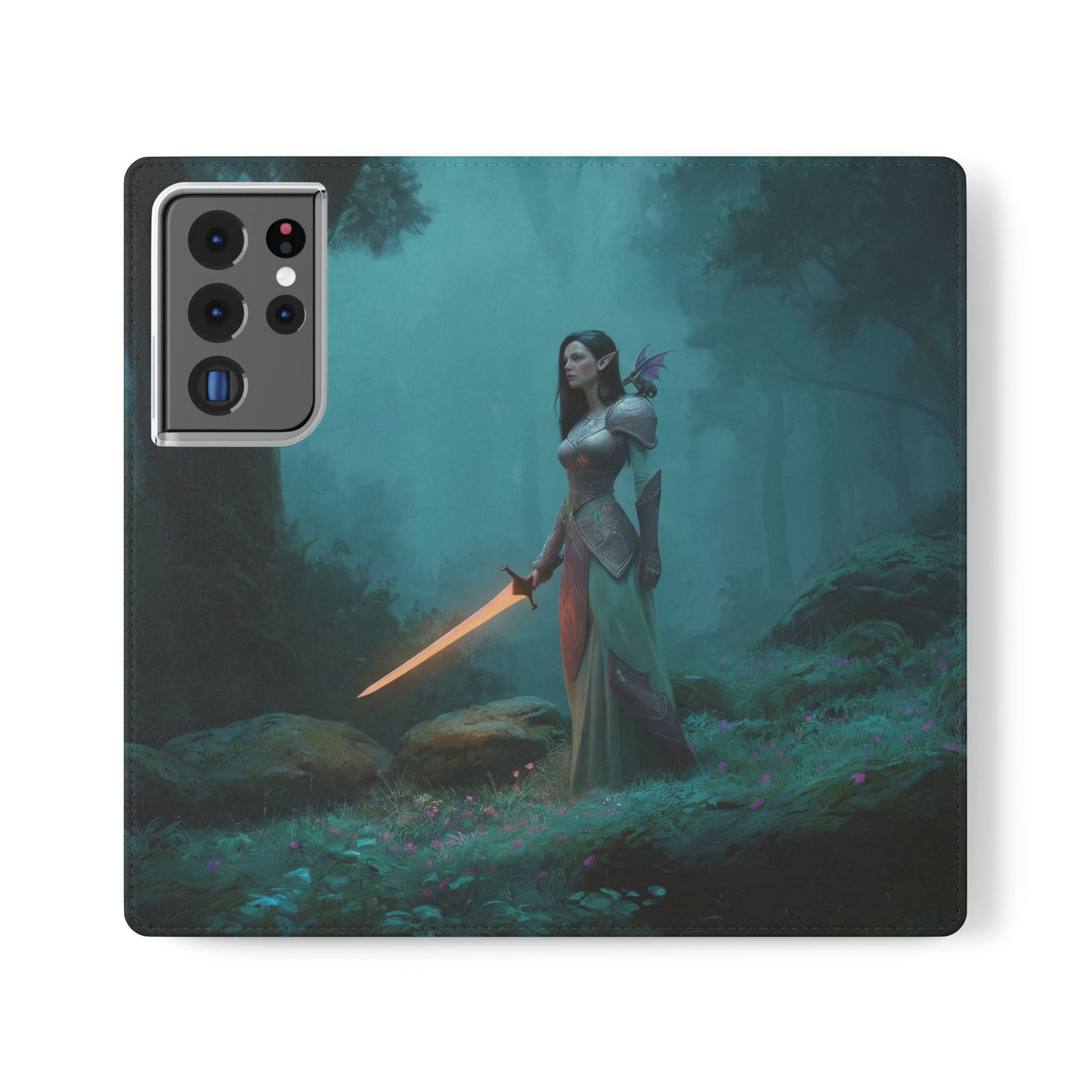 Forest Guardian Flip Cases – Elven Sentinel with Glowing Blade
