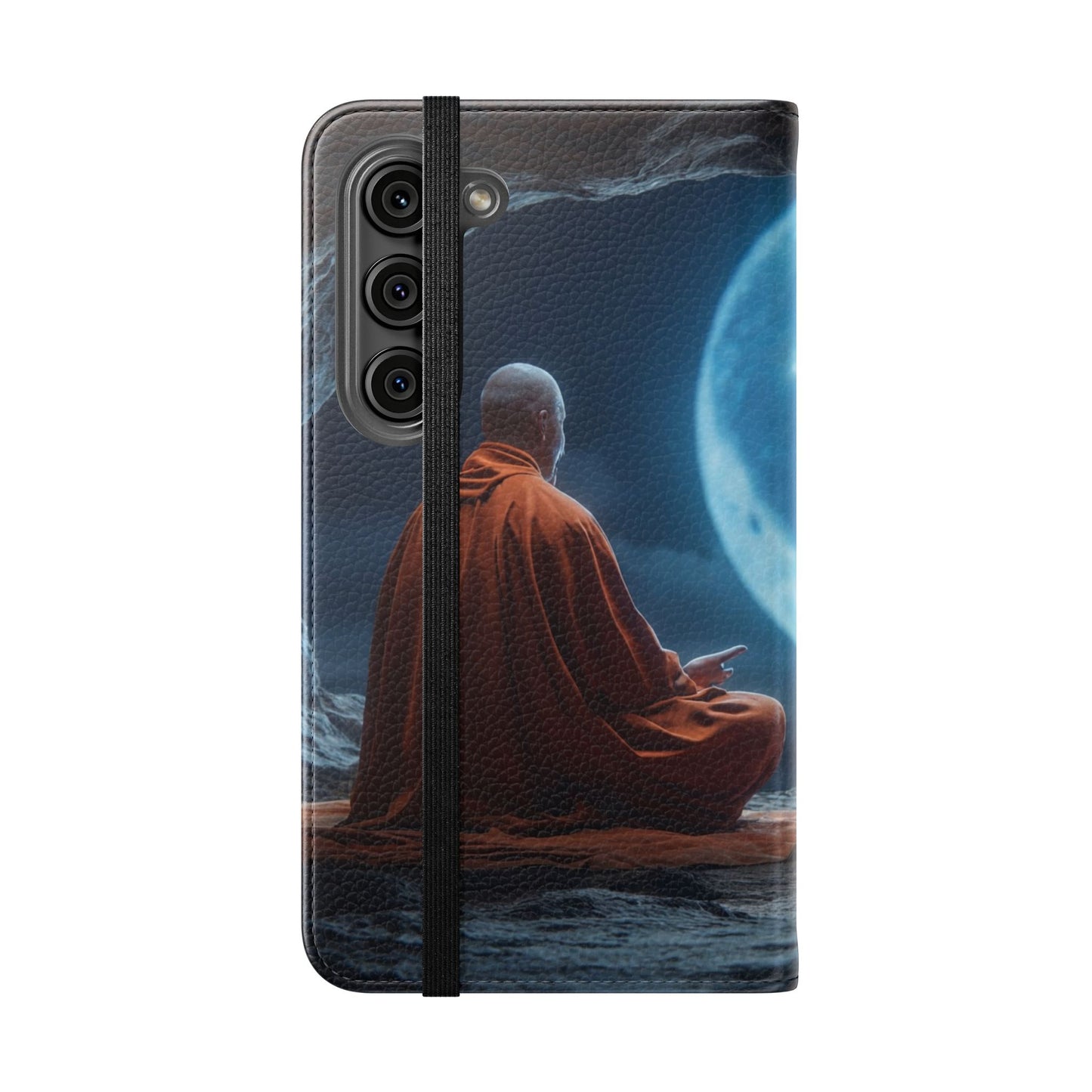 Lunar Meditation Flip Cases – Serene Monk Under Moonlight