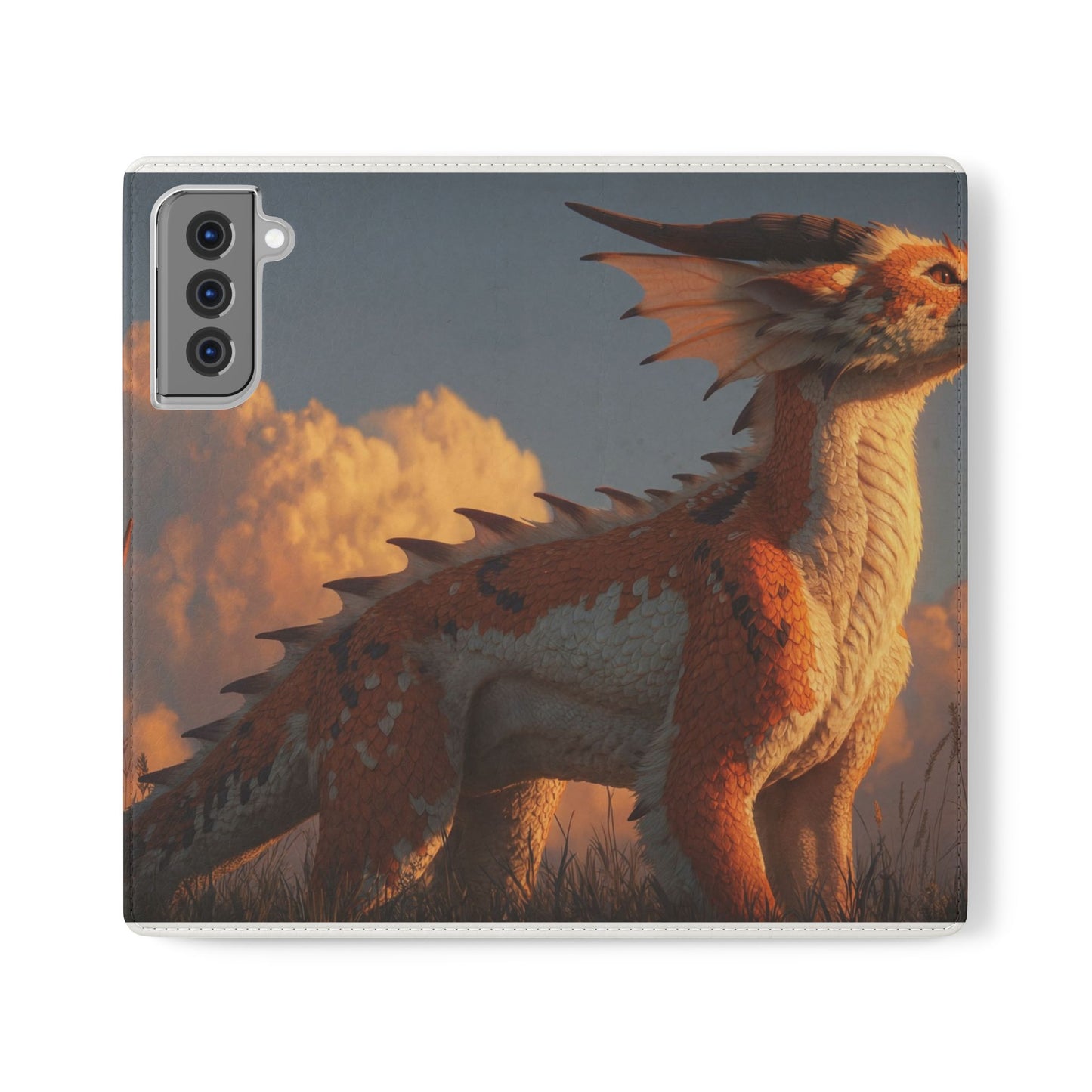 Gilded Dragon Flip Cases – Amber Sunset Guardian