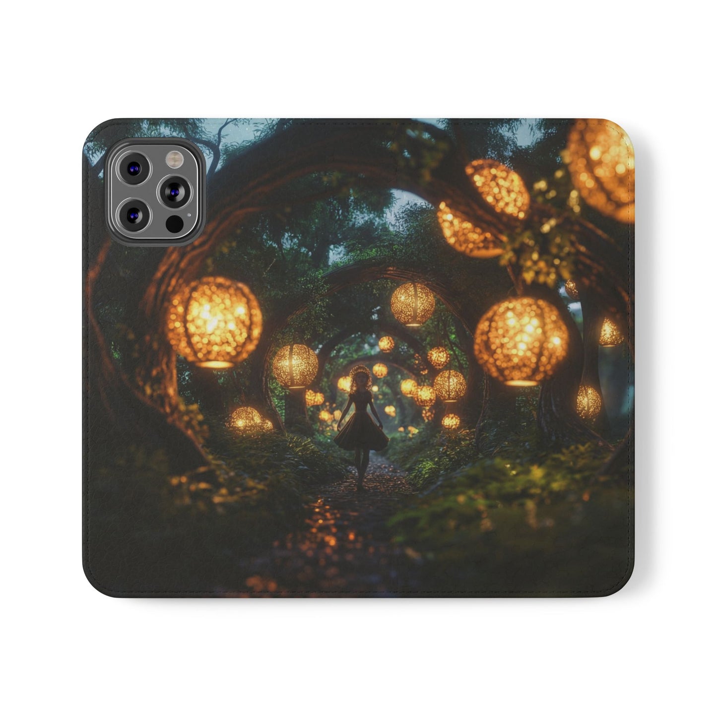 Lantern Archway Flip Cases – Girl Walking Through Forest Tunnel Art Case