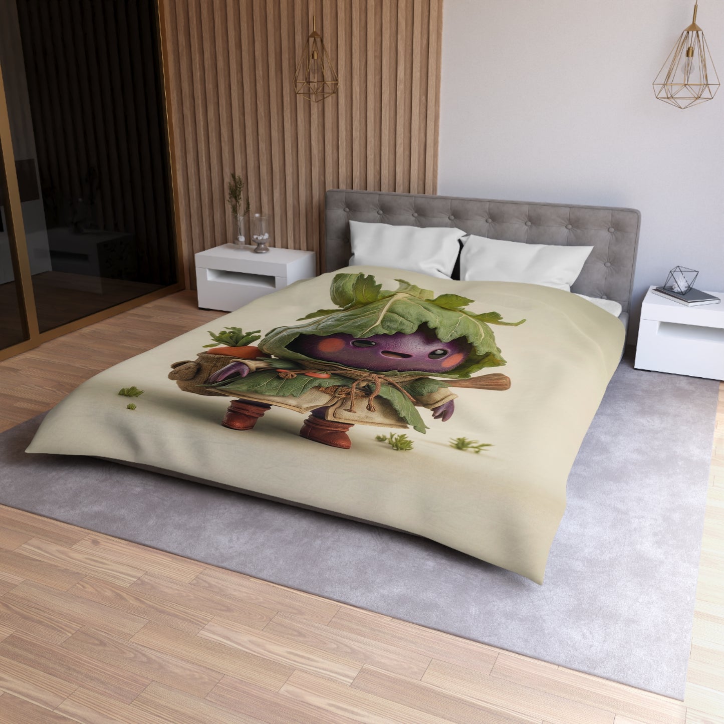 Cabbage Knight Microfiber Duvet Cover – Verdant Harvest Guardian