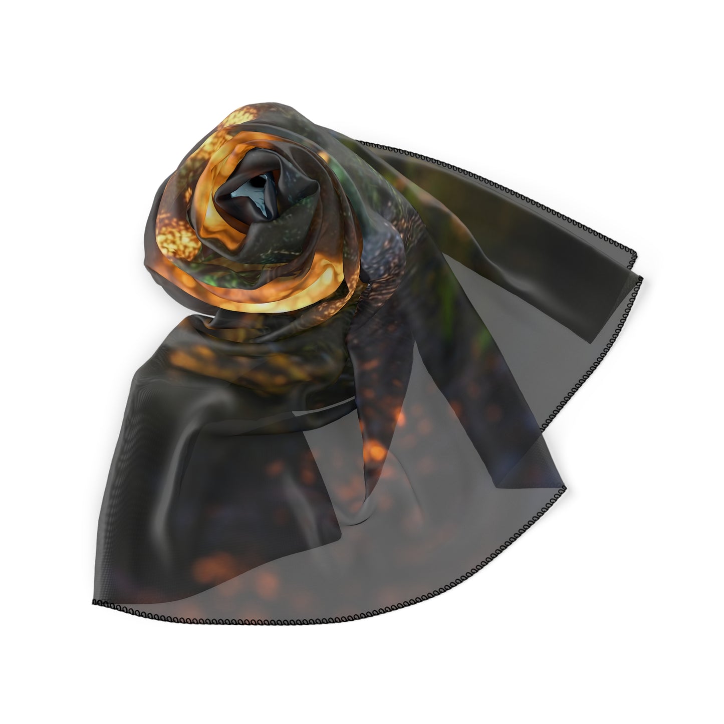 Luminous Forest Path Poly Scarf – Warm Lanterns Through Whispering Trees