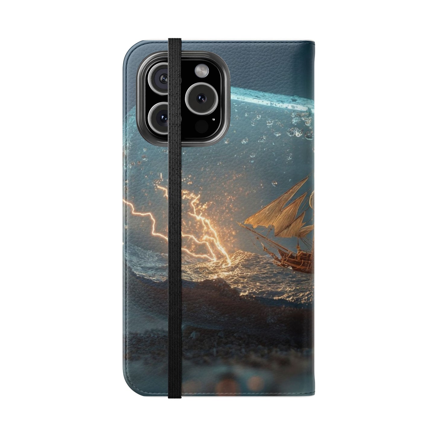 Storm-Struck Galleon Flip Cases – Lightning Inside Glass Bottle