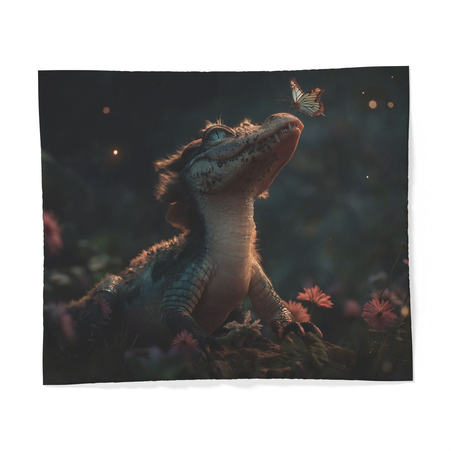 Gentle Guardian Cotton Duvet Cover – Dragon Hatchling Meets Butterfly Dreamscape