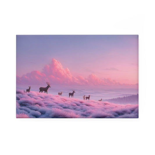 Twilight Herd Button Magnet, Rectangle (1 & 10 pcs) – Pink Lavender Meadow Serenity