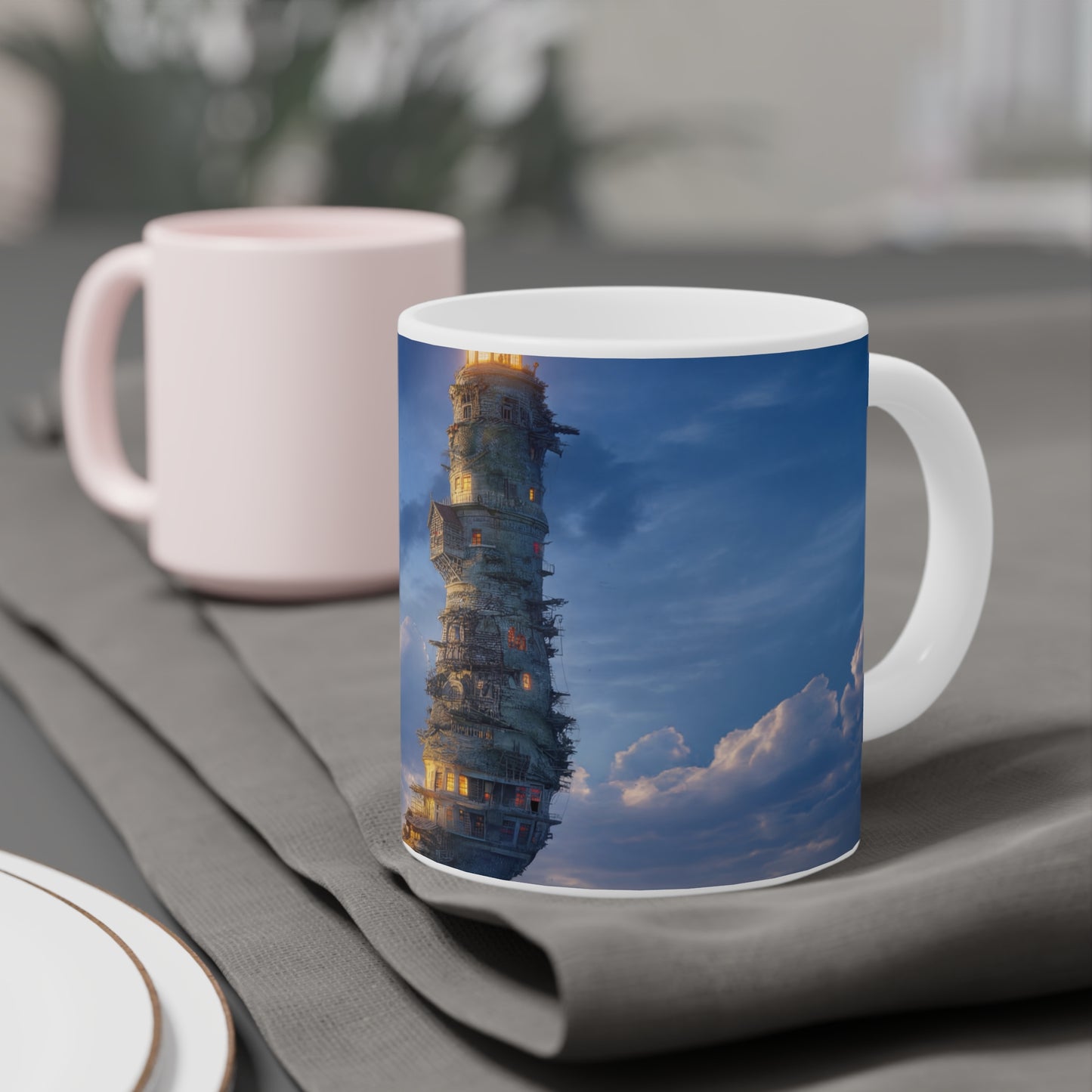 Skyborne Lighthouse Ceramic Mugs (11oz\15oz\20oz) – A Beacon in the Twilight