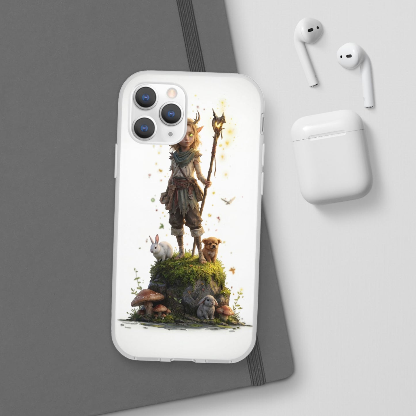 Forest Sentinel Flexi Cases – Glowing Antlered Child with Pet Companions