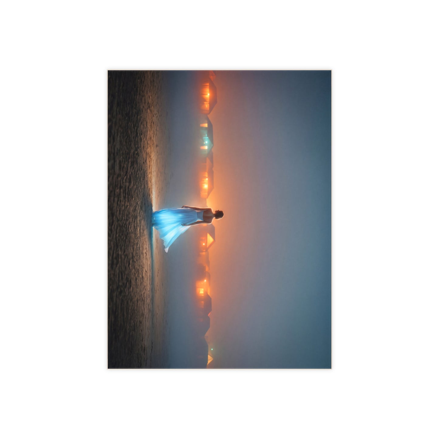Serene Beach Wanderer Ceramic Photo Tile – Glow of Twilight Solitude