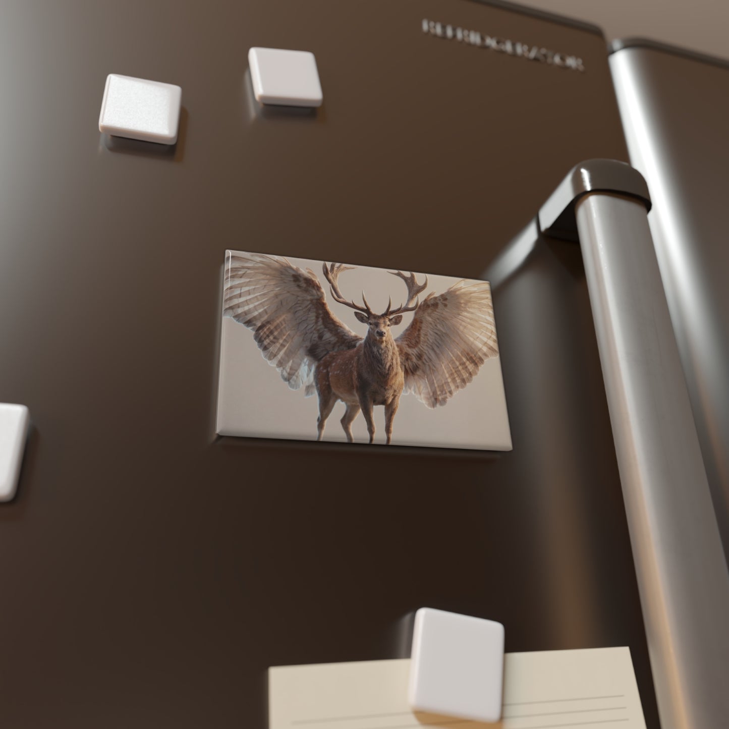 Winged Stag Button Magnet, Rectangle (1 & 10 pcs) – Guardian of the Golden Hour