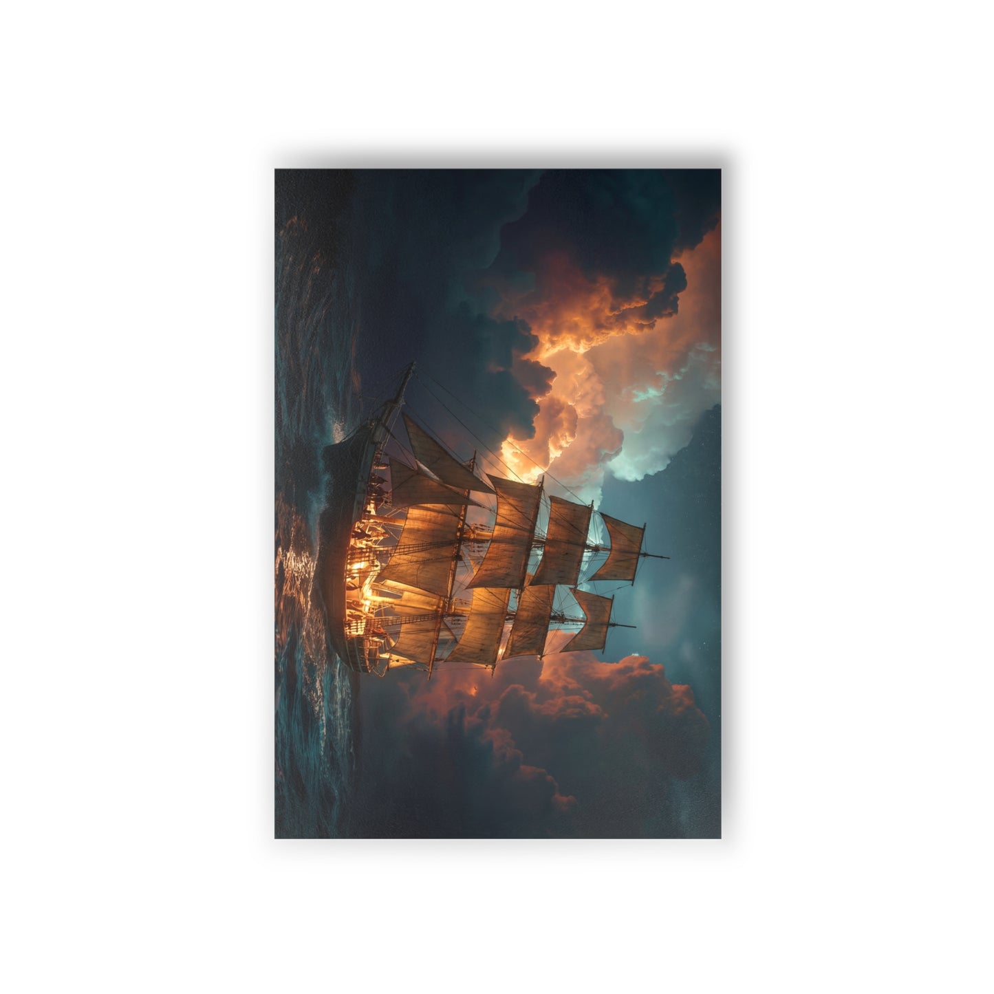 Golden Dawn Galleon Postcards (10pcs) – Warm Light Storm Sea Journey