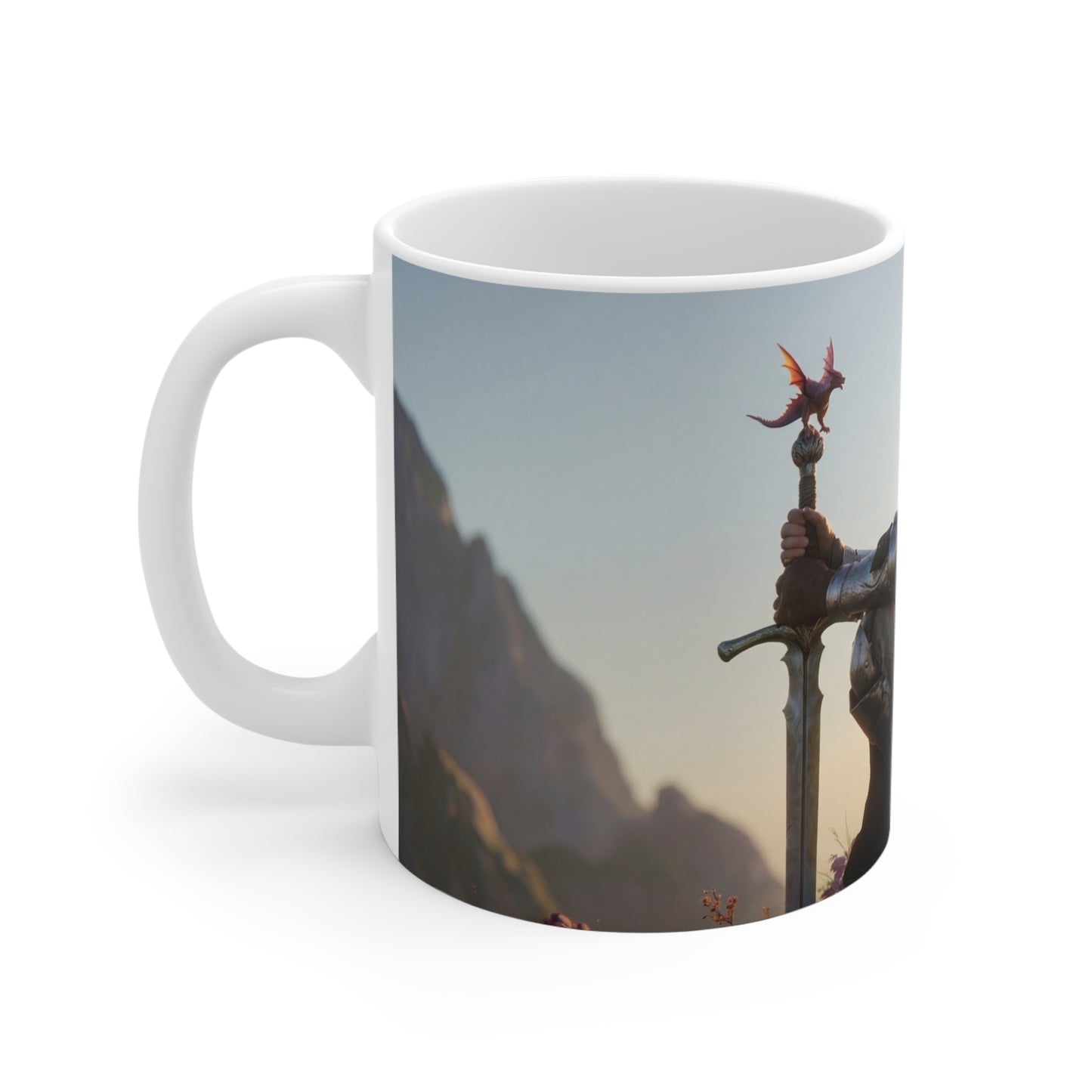 Dragon Knight Ceramic Mugs (11oz\15oz\20oz) – Sunset Sentinel with Wings