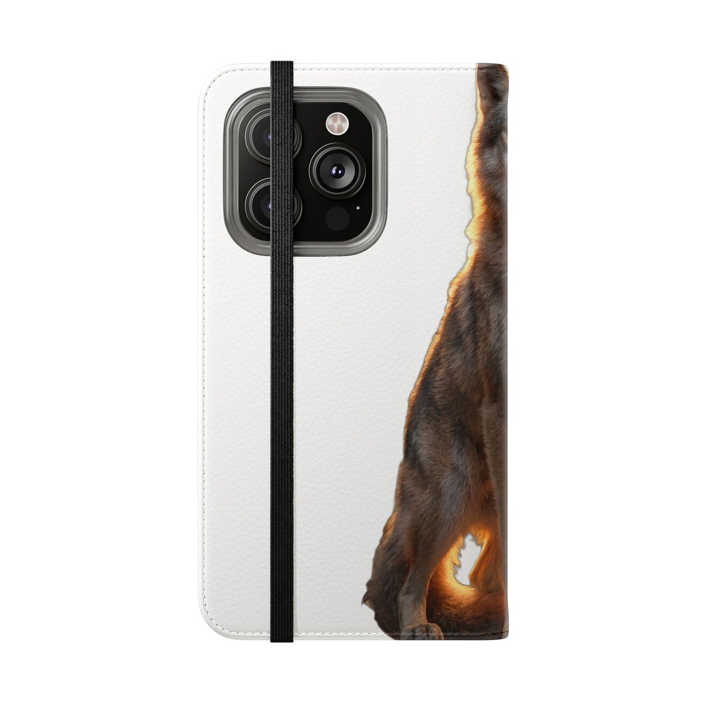 Sunlit Wolf Flip Cases – Golden Hour Sentinel Portrait
