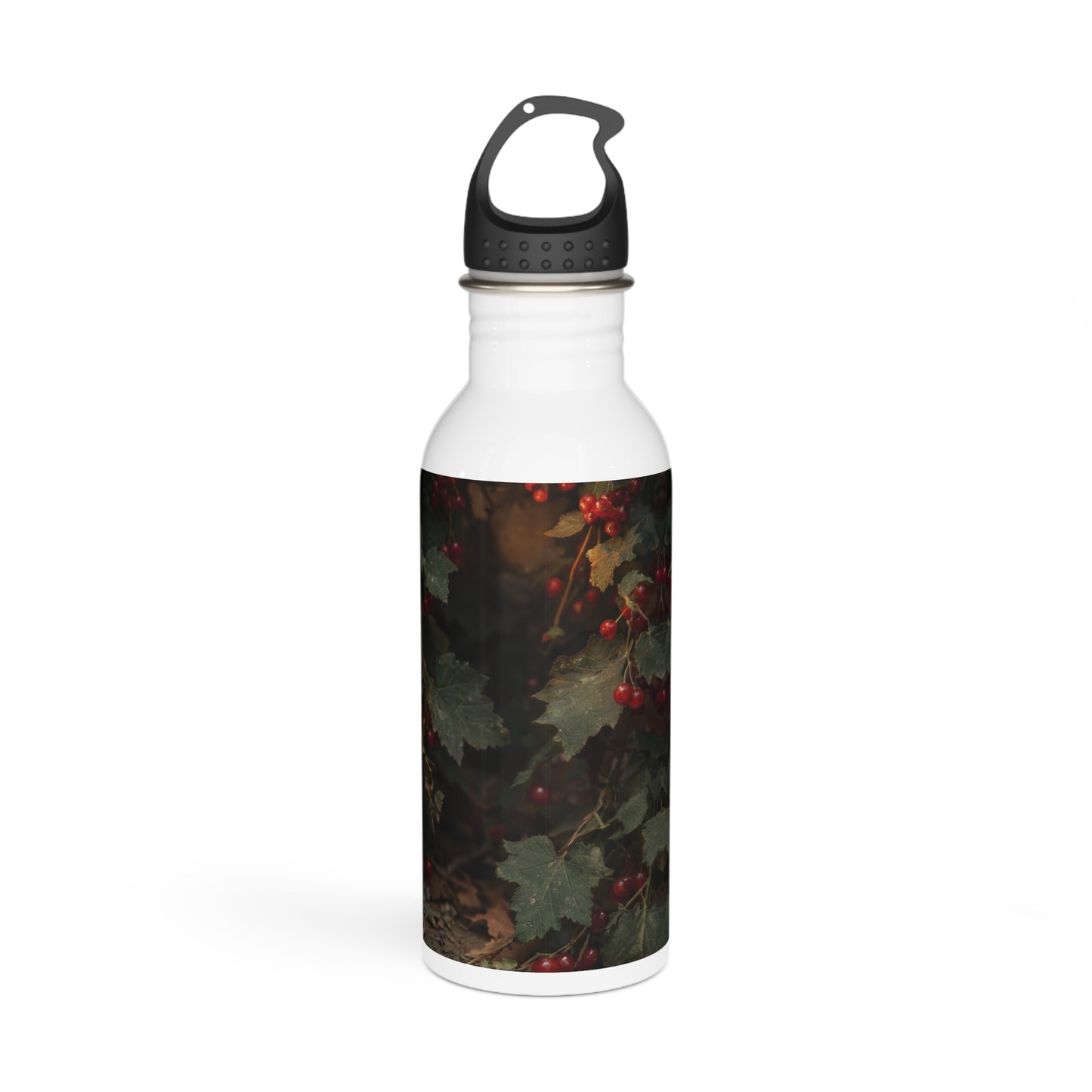 Candlelit Rat Forager Stainless Steel Water Bottle – Autumn Berry Harvest Night