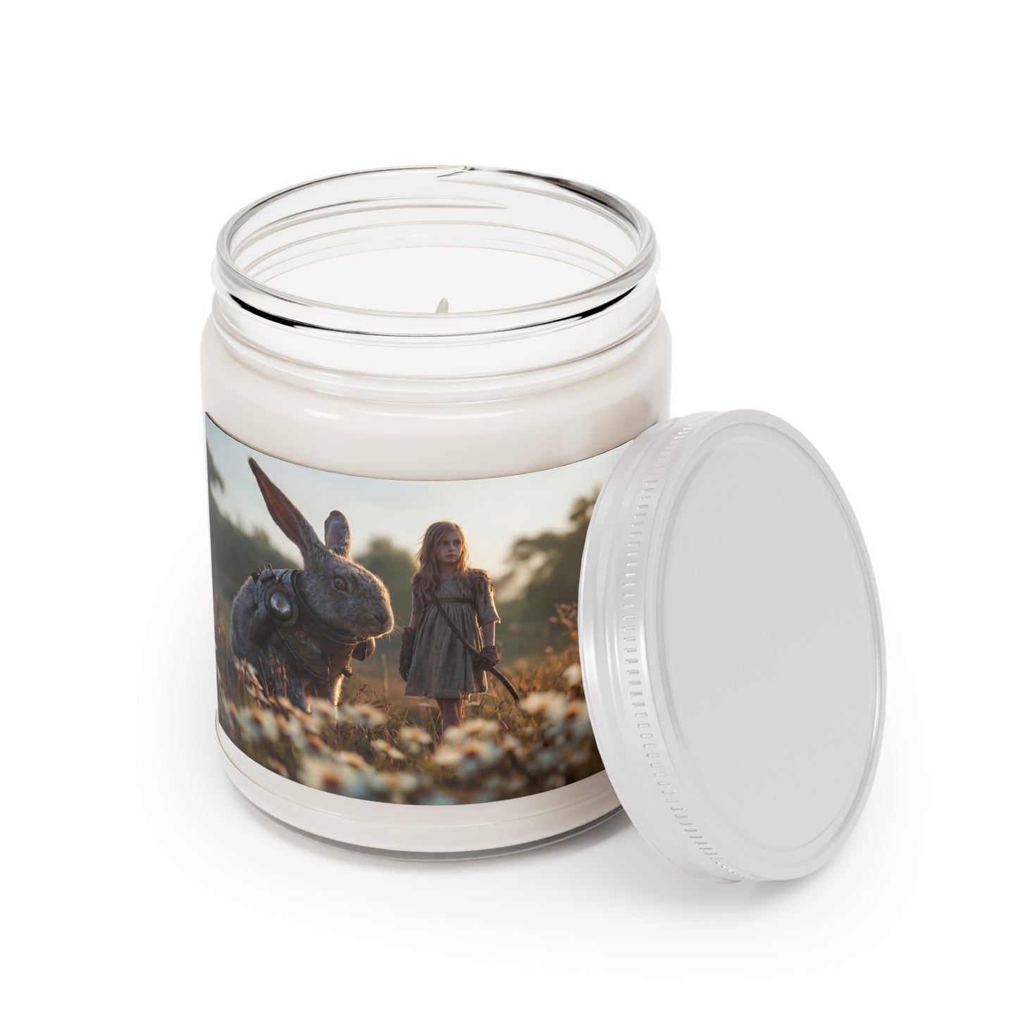 Guardian Rabbit and Girl Scented Soy Candles with White Lid, 9oz – Sunset Meadow Pact