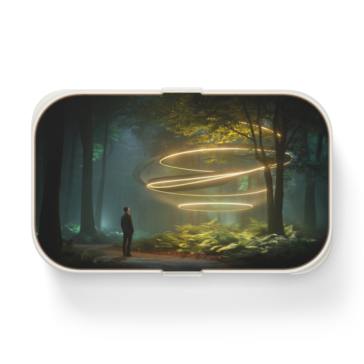 Spiral Light Forest Bento Box – Luminous Vortex Dinnerware