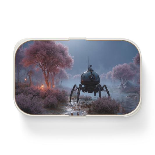 Cybernetic Sentinel Bento Lunch Box – Twilight Bloom Grove Encounter