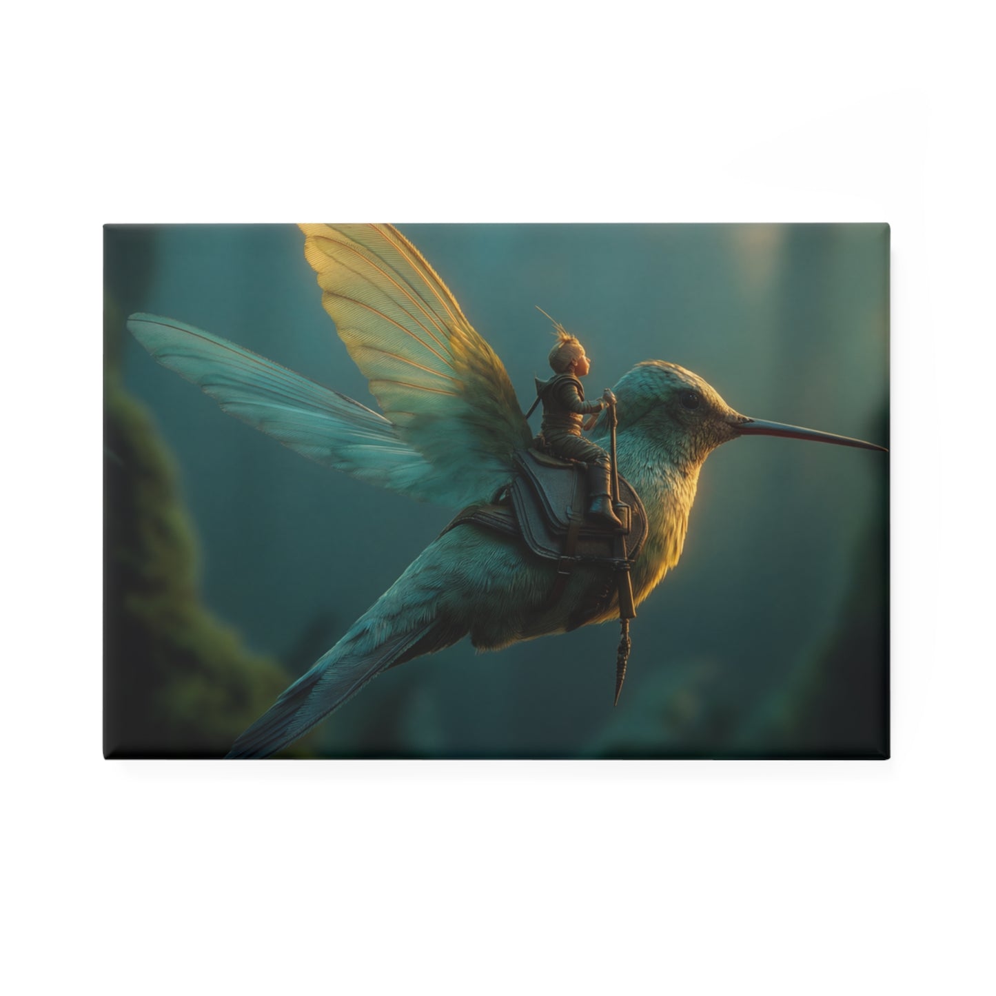Tiny Knight on Hummingbird Magnet – Whispering Forest Ride