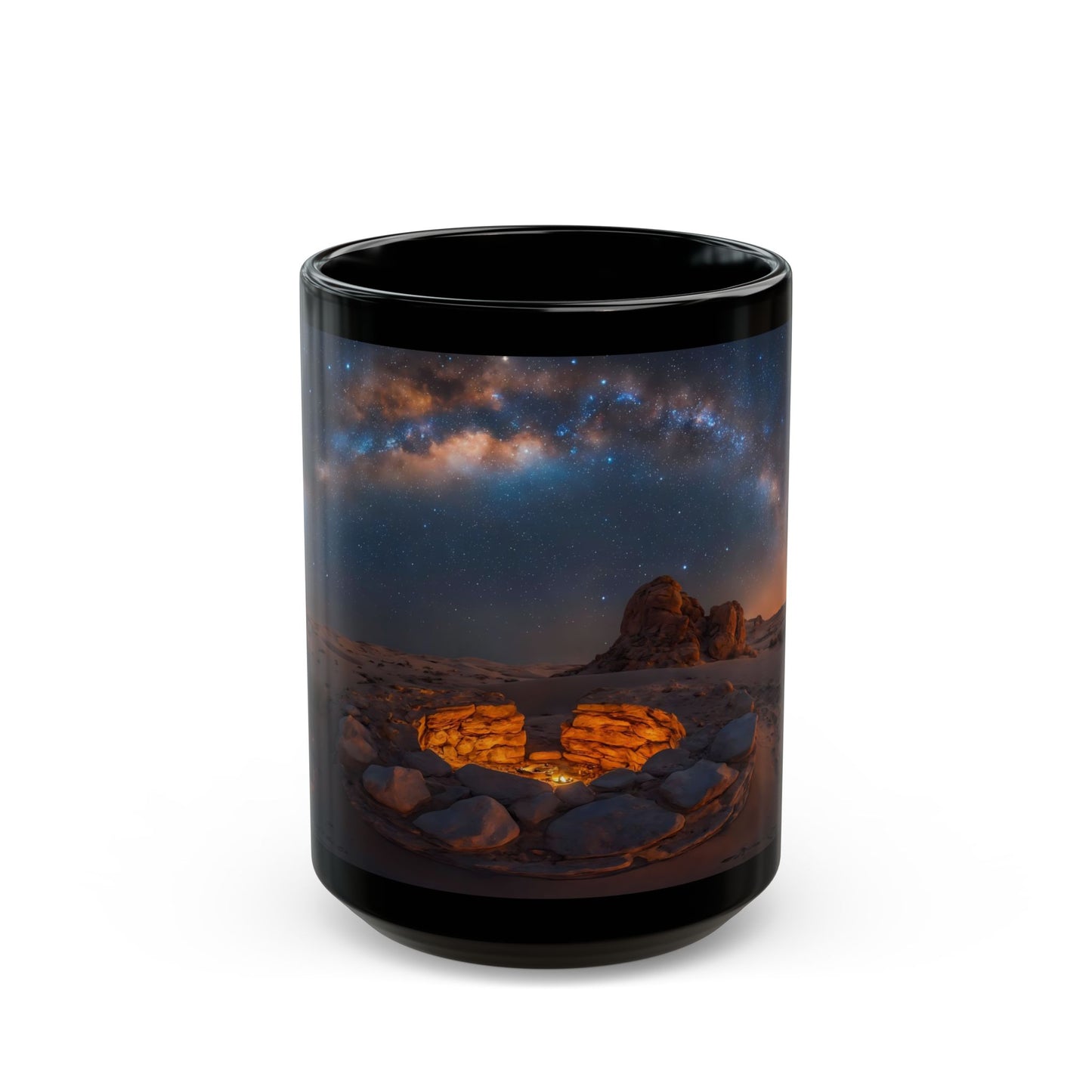 Desert Starlight Campfire Mug – Milky Way Over Sandstone Nightscape