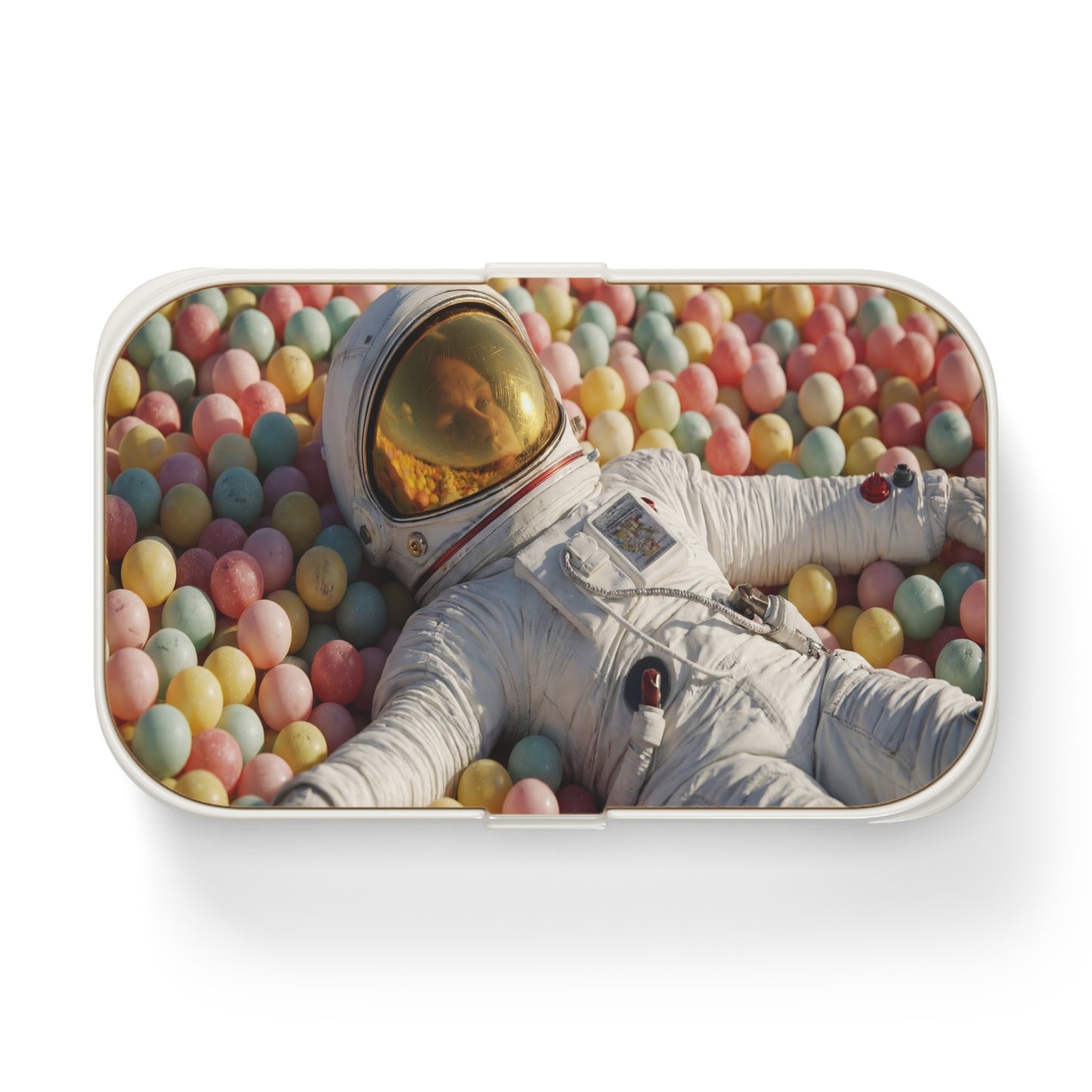 Astronaut in Pastel Ball Pit Bento Lunch Box – Weightless Playtime Dreamscape