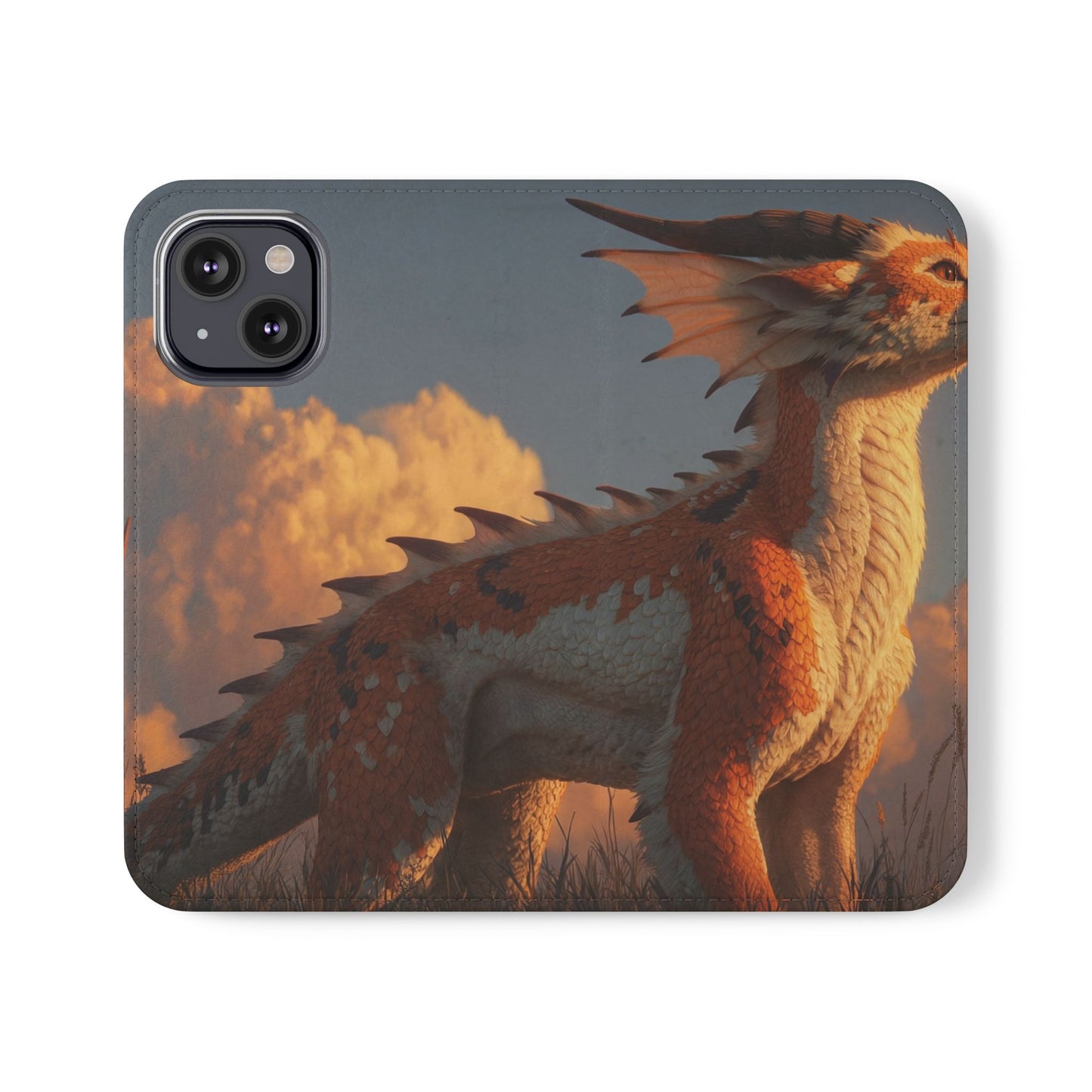 Gilded Dragon Flip Cases – Amber Sunset Guardian