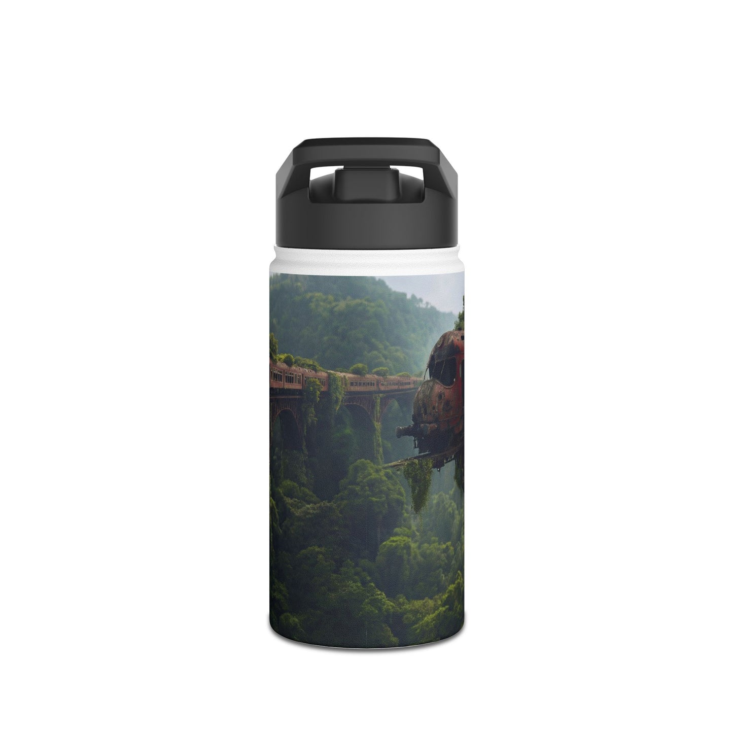 Overgrown Train Bridge Water Bottle – Verdant Ruin Dreamscape