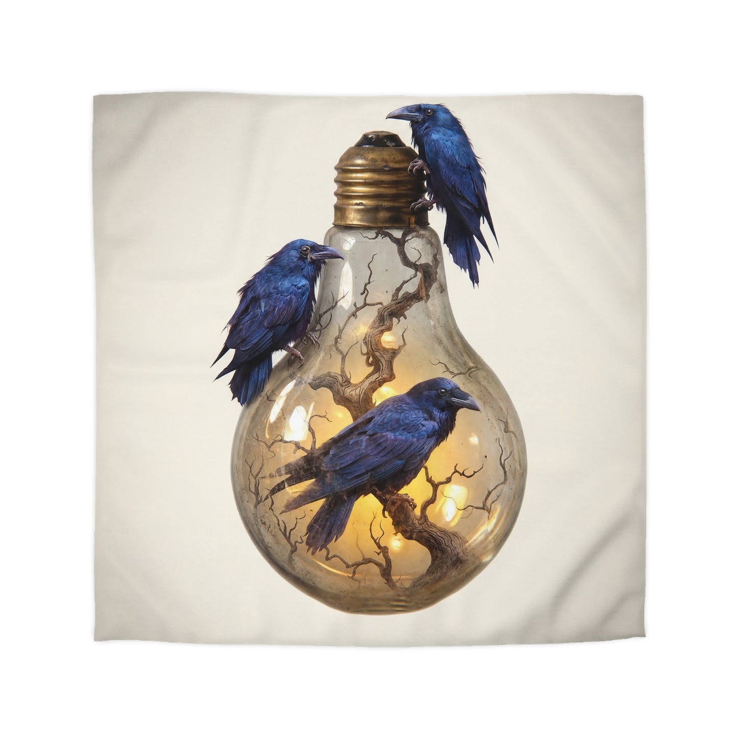 Ravens in the Glow Microfiber Duvet Cover – Midnight Thoughtscape Sanctuary