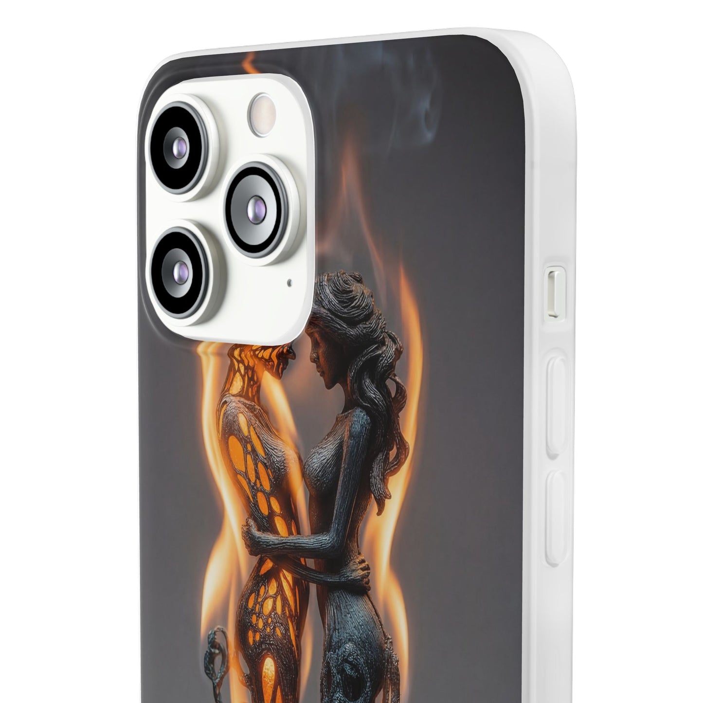 Flame-Embraced Lovers Flexi Cases – Intimate Glow Within the Fire