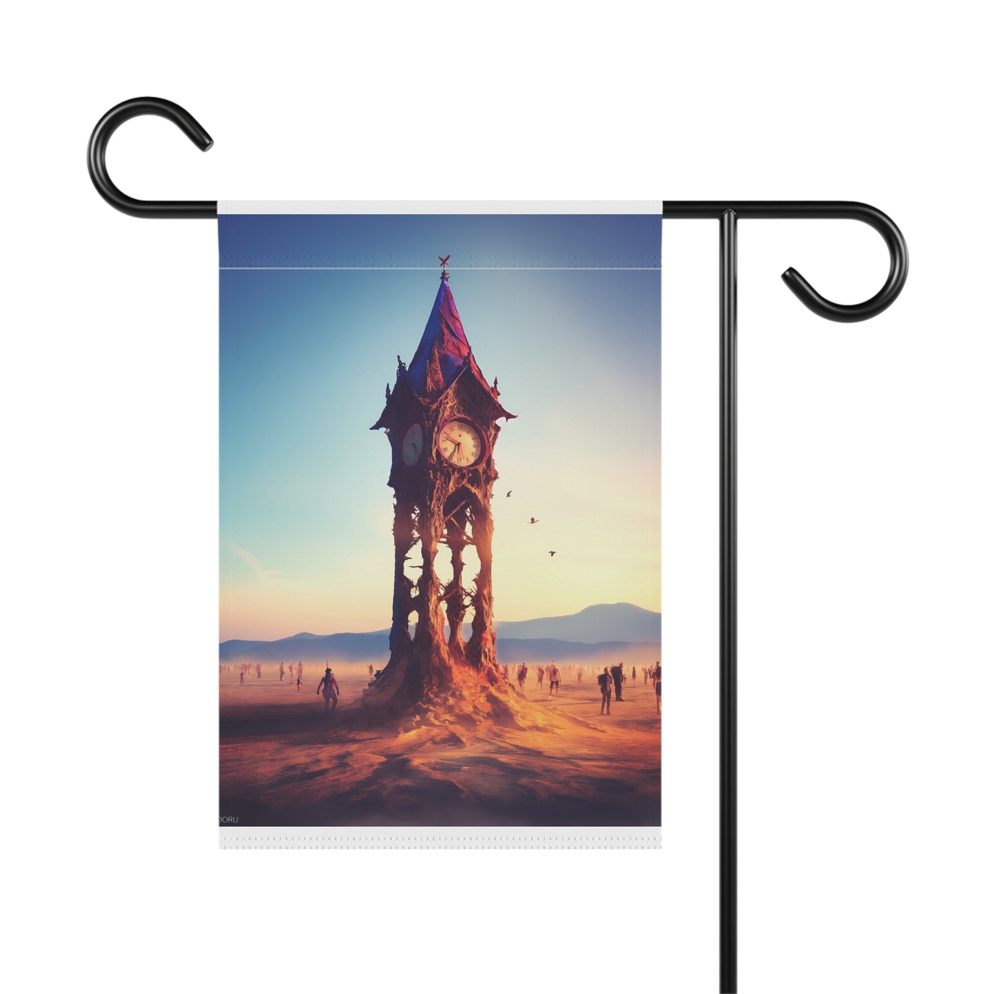 Surreal Clock Tower in Desert Sunset - Product