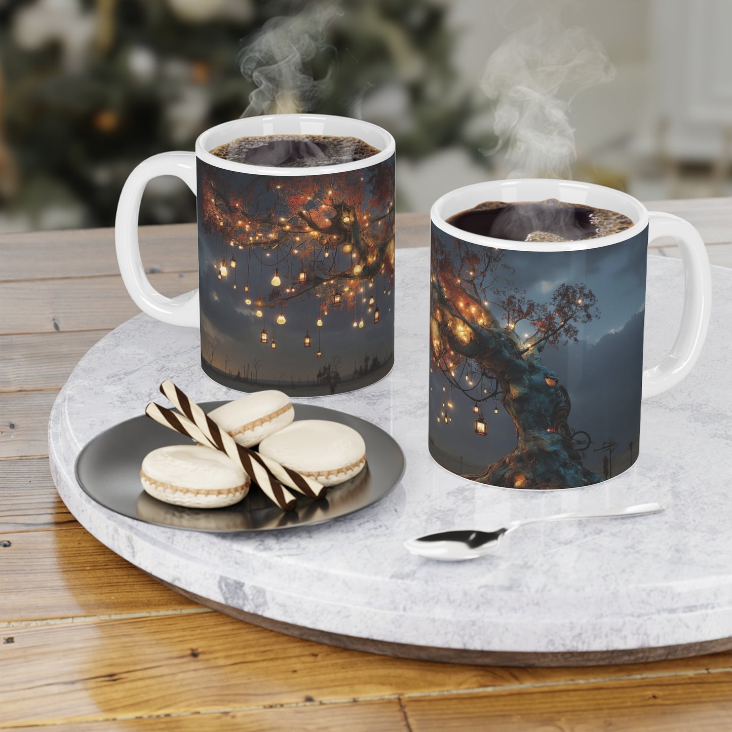 Luminous Wisteria Tree Ceramic Mugs (11oz\15oz\20oz) – Desert Night’s Warm Embrace