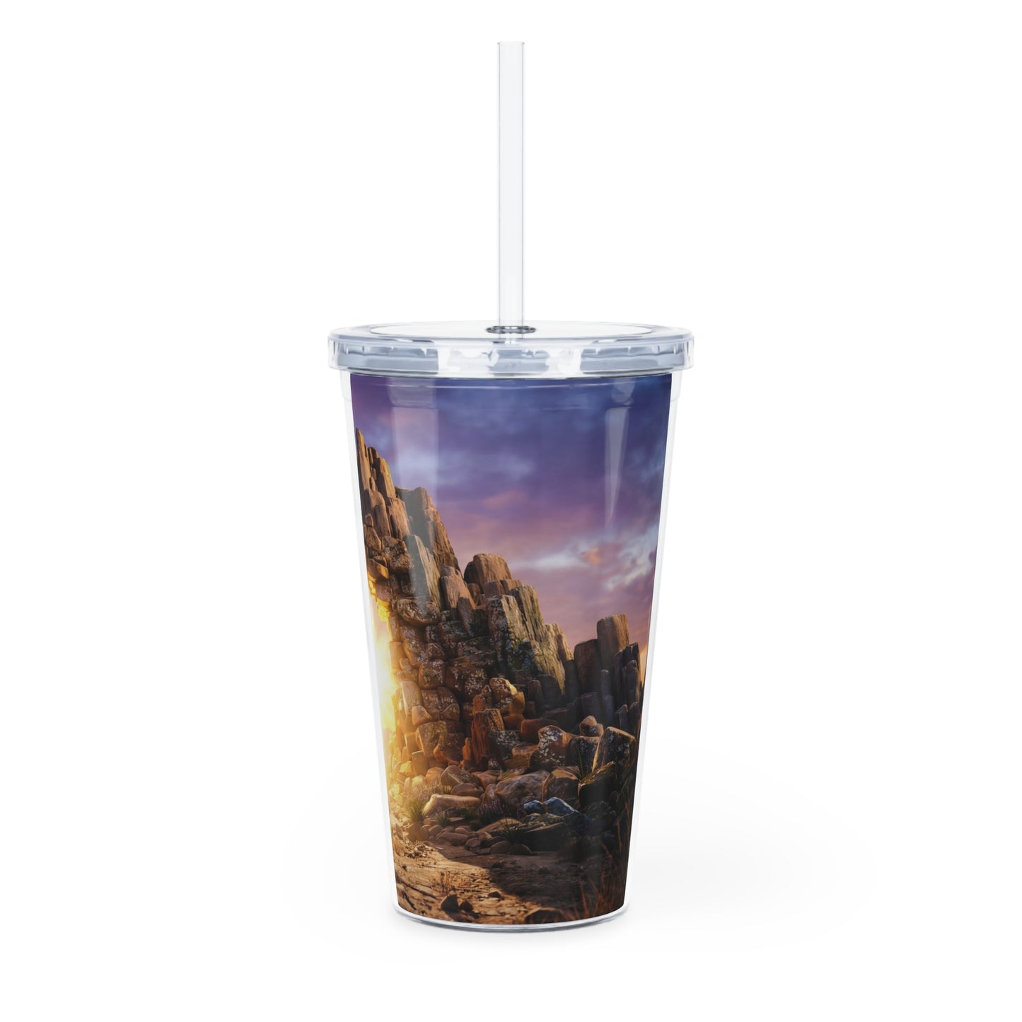 Stone Archway Portal Tumbler with Straw – Sunset Gateway to Warmth