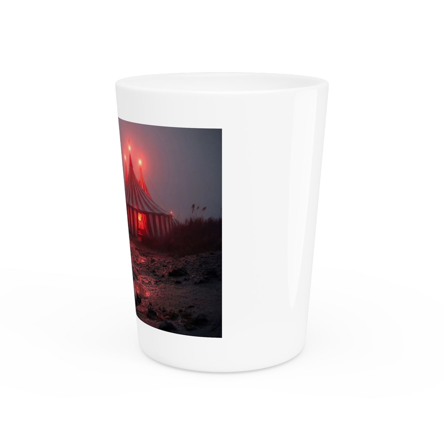 Crimson Circus Tent Shot Glass – Midnight Mirage on the Shore