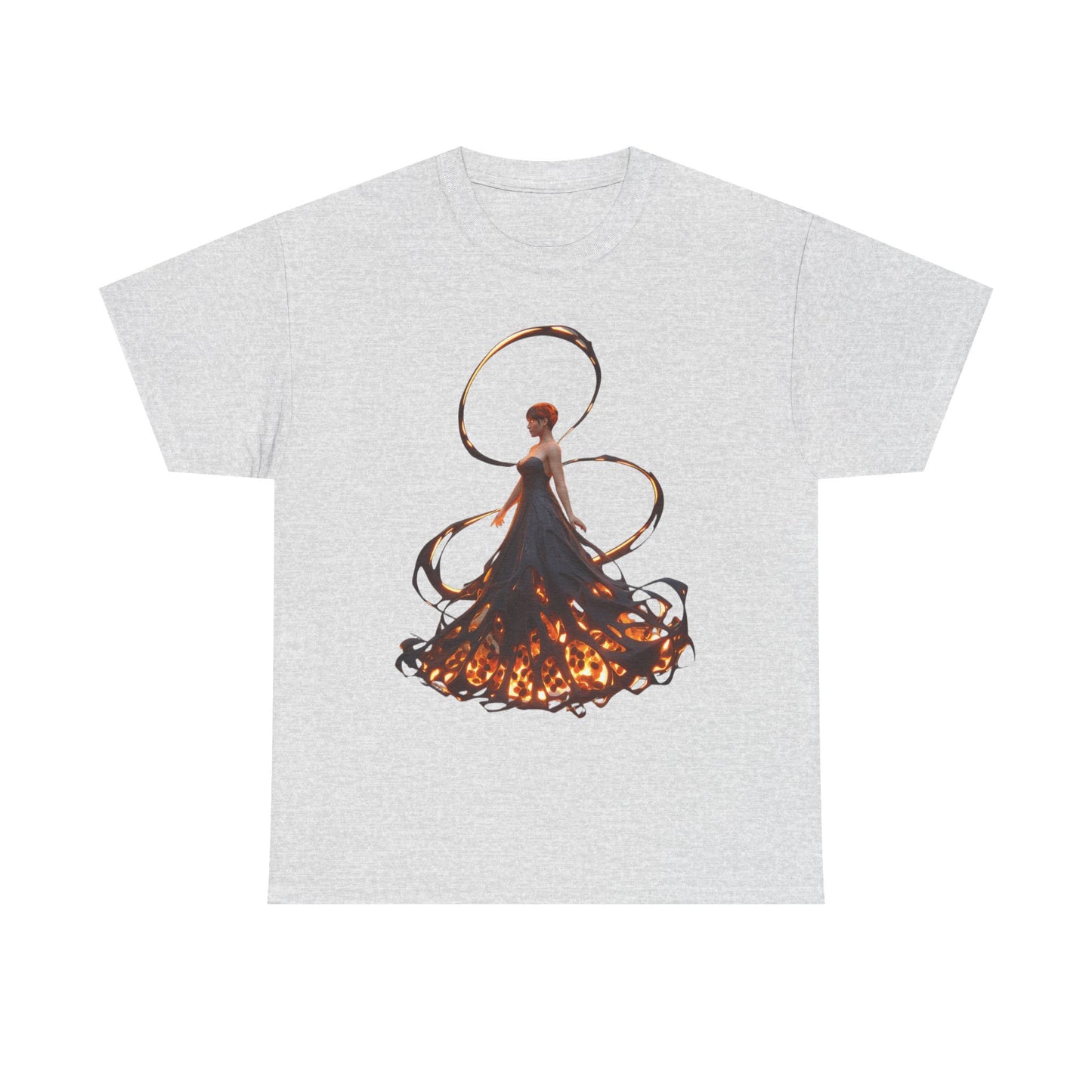 Ember-Winged Sentinel Tee – Molten Halo and Glowing Lattice Design