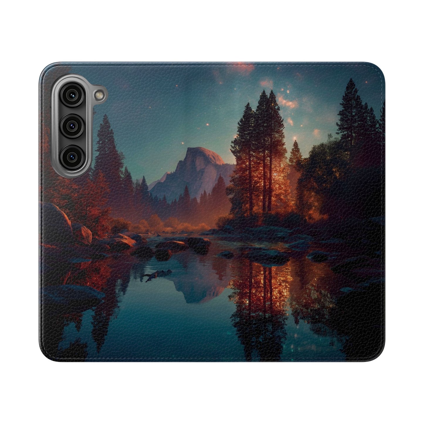 Starlit Valley Flip Cases – Twilight River and Half Dome Reflections