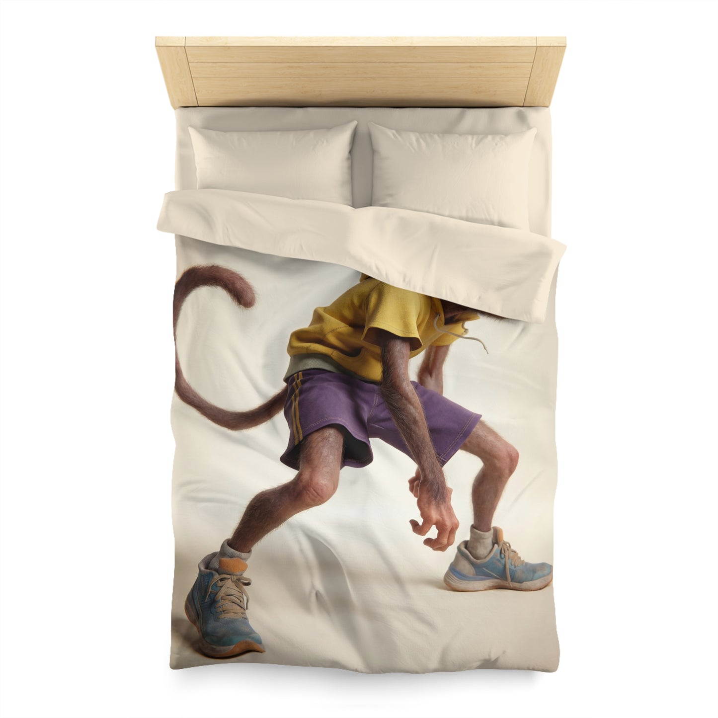 Streetwise Monkey Microfiber Duvet Cover – Athletic Pose in Neon Glow