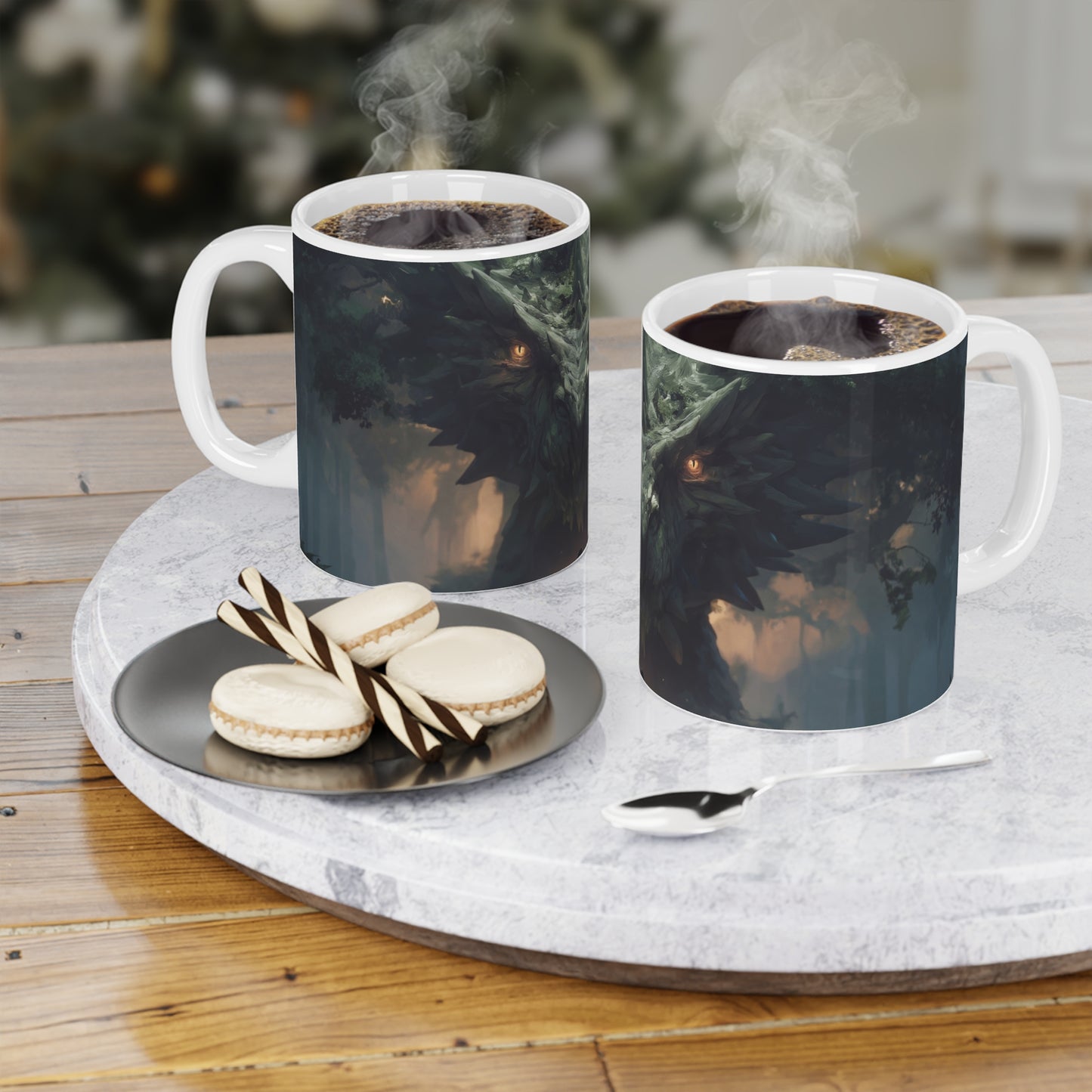 Ancient Dragon Sentinel Ceramic Mugs (11oz\15oz\20oz) – Whispers of the Verdant Throne
