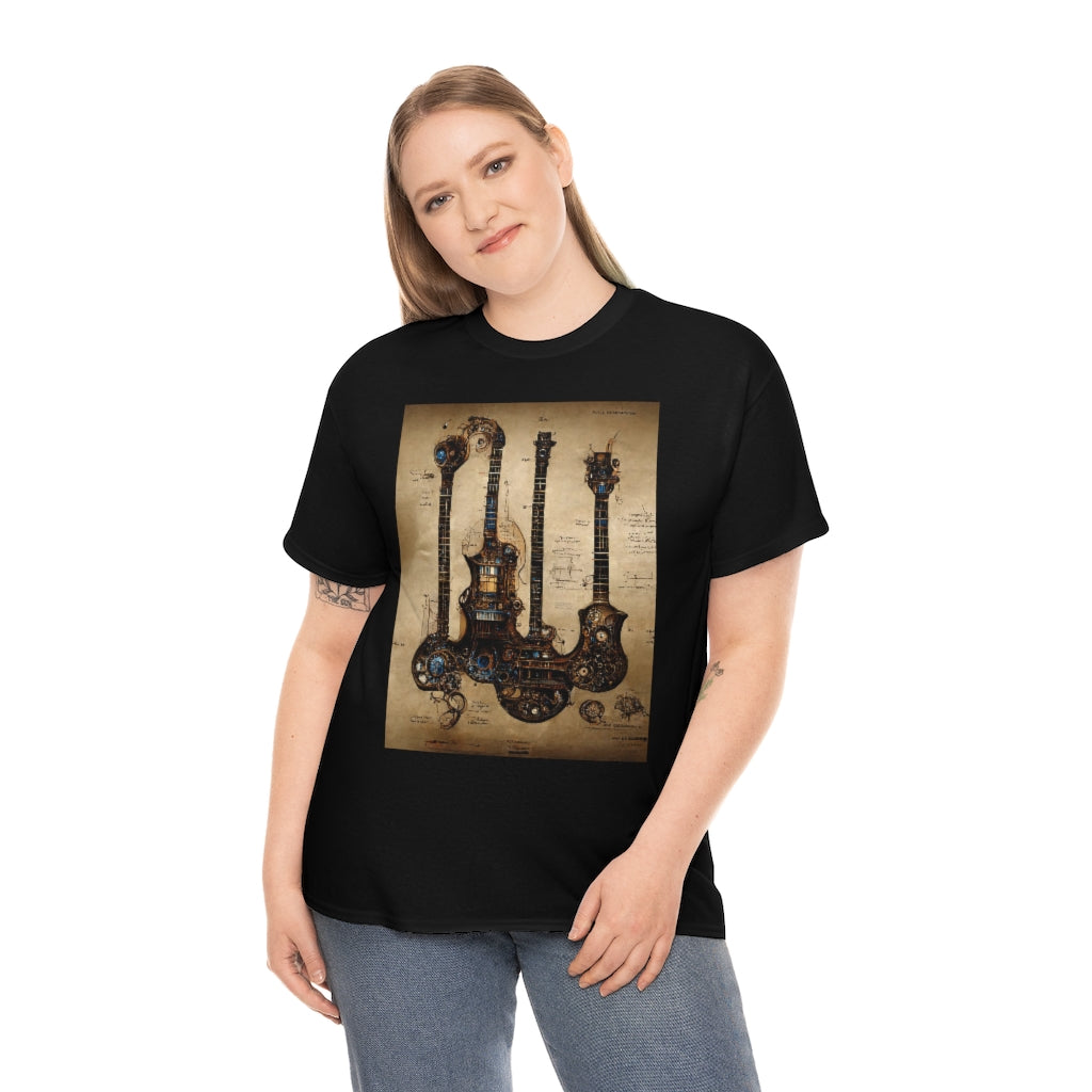 _blueprint_of_a_steampunk_guitar_concept_art - Unisex Heavy Cotton Tee