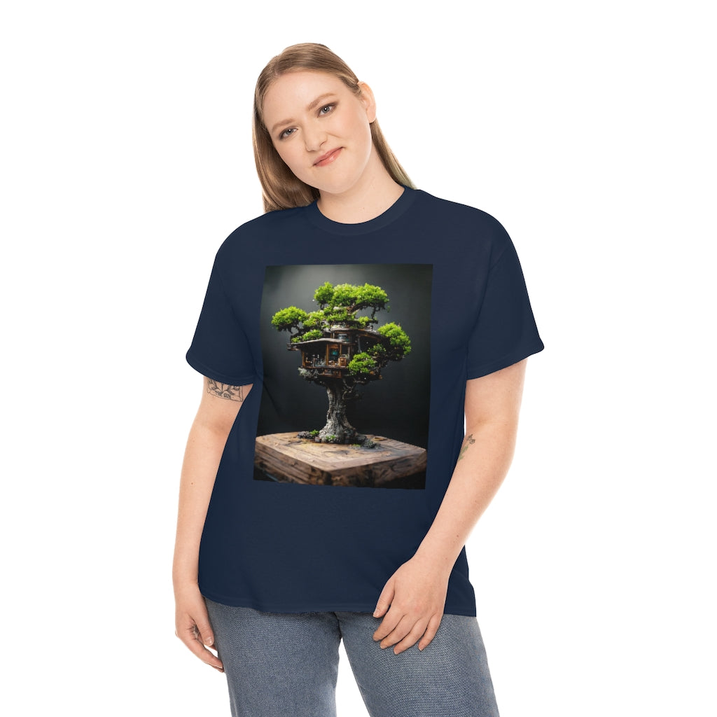 bonsai_oak_tree_treehouse_highly_detailed_octane_render - Unisex Heavy Cotton Tee