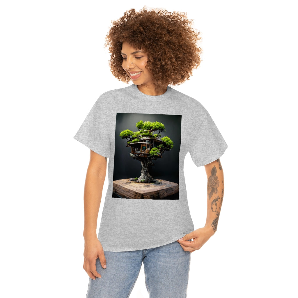 bonsai_oak_tree_treehouse_highly_detailed_octane_render - Unisex Heavy Cotton Tee