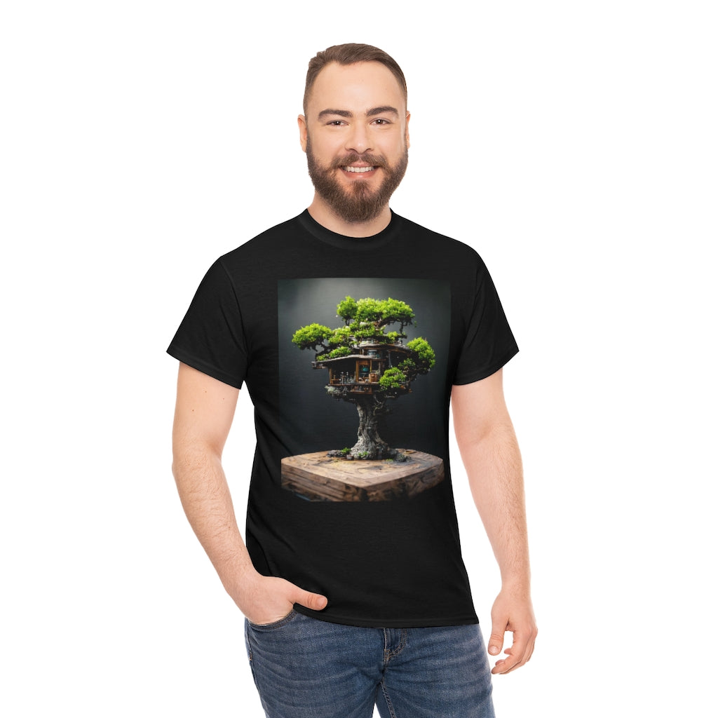 bonsai_oak_tree_treehouse_highly_detailed_octane_render - Unisex Heavy Cotton Tee