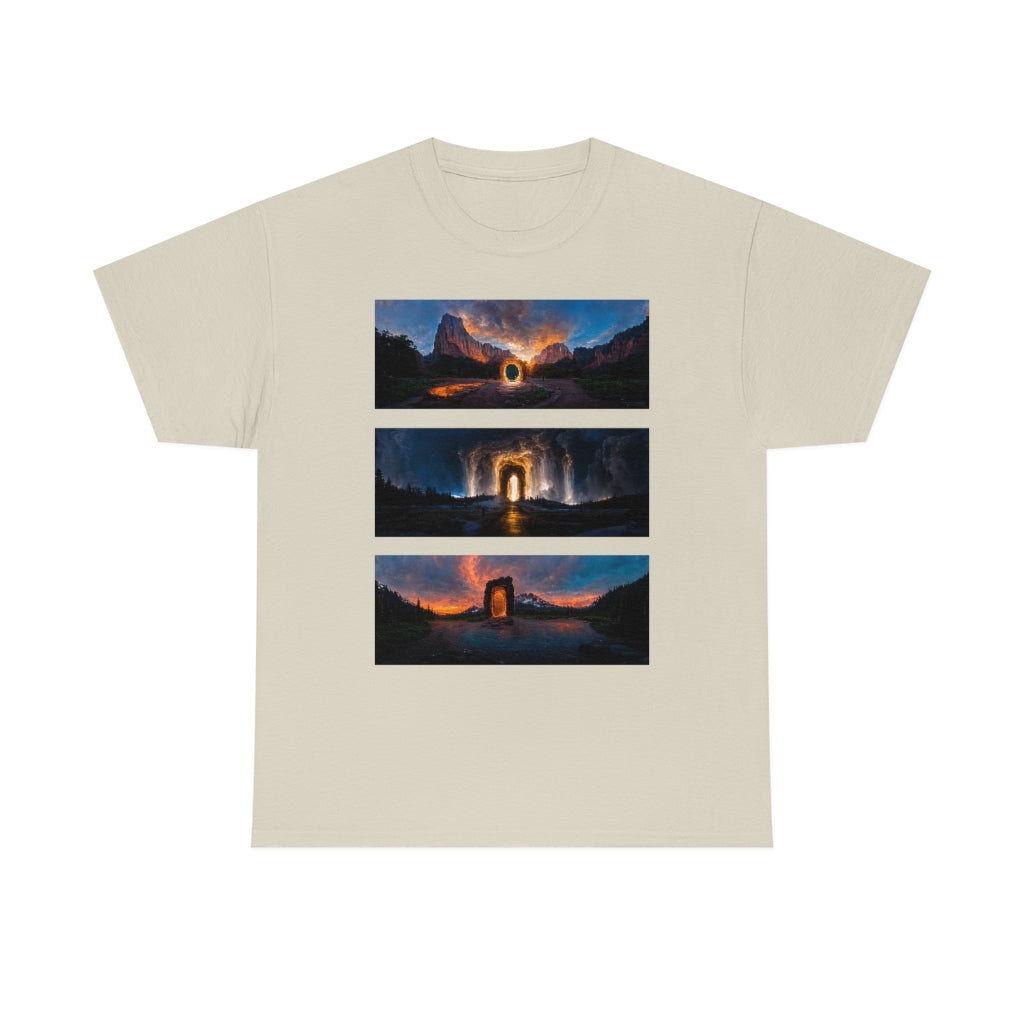 wide_angle_photo_of_a_magical_portal_in_(zion, yellowstone, ranier) - Unisex Heavy Cotton Tee