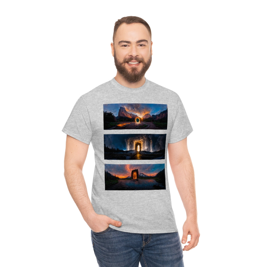 wide_angle_photo_of_a_magical_portal_in_(zion, yellowstone, ranier) - Unisex Heavy Cotton Tee